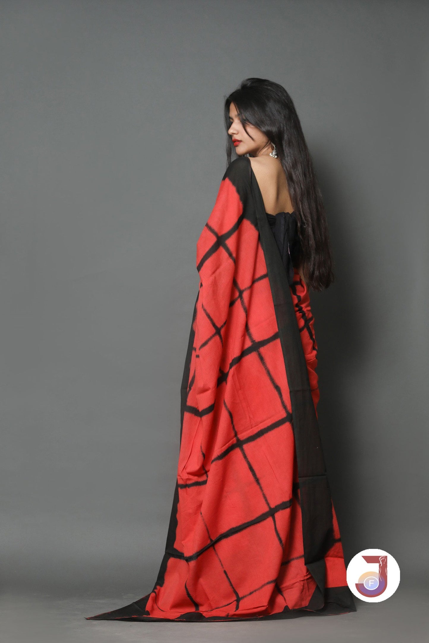 Printed Red Shibori Print Cotton MulMul Saree