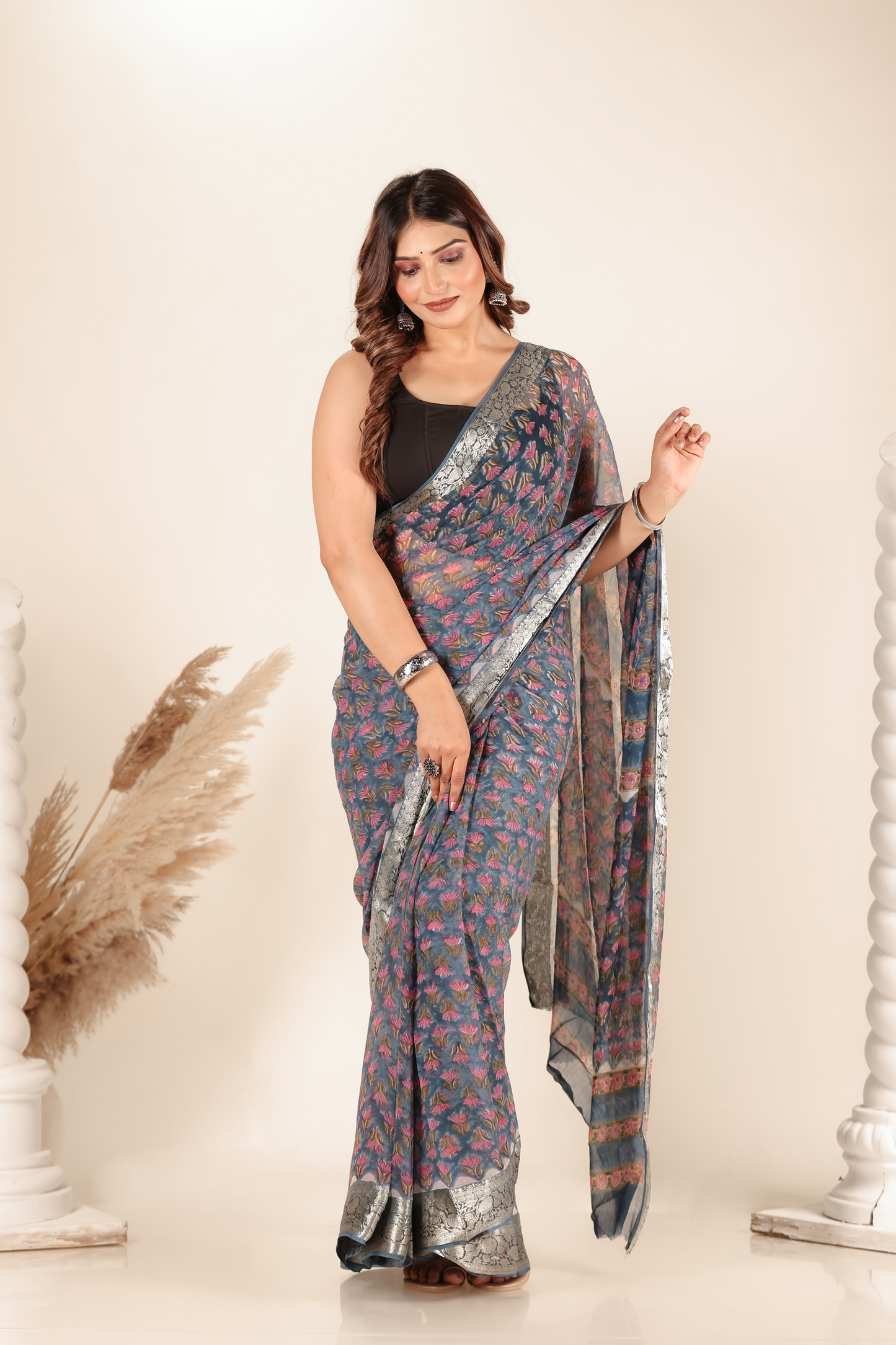 Premium Purple Chiffon Saree