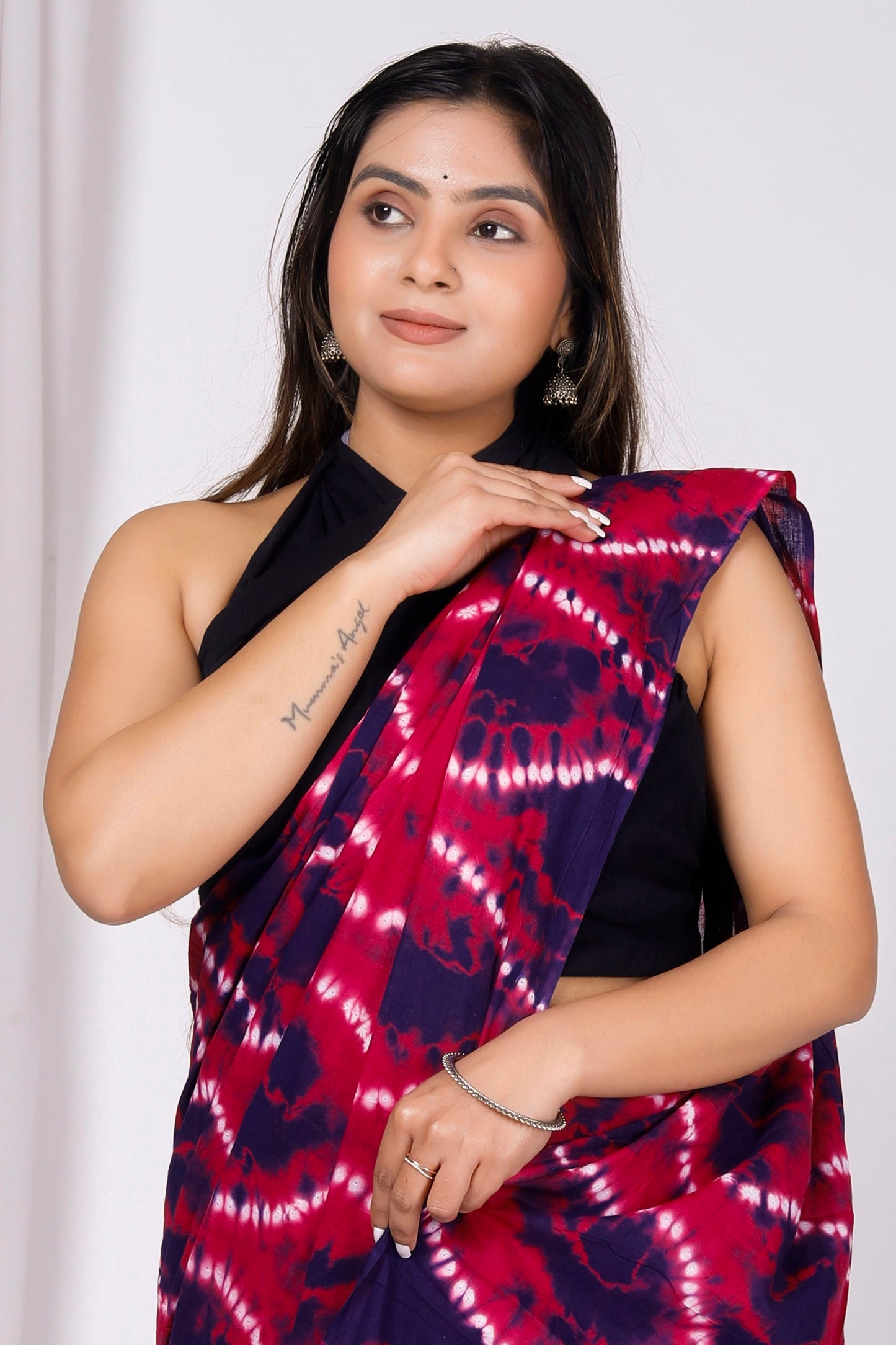 Printed Pink Shibori Print Cotton MulMul Saree