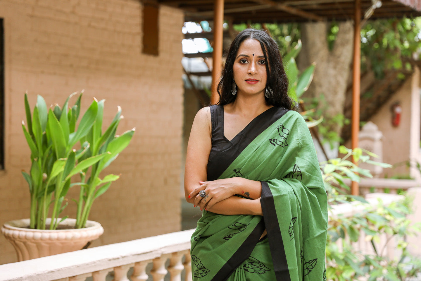 Cotton MulMul Green Printed Sarees