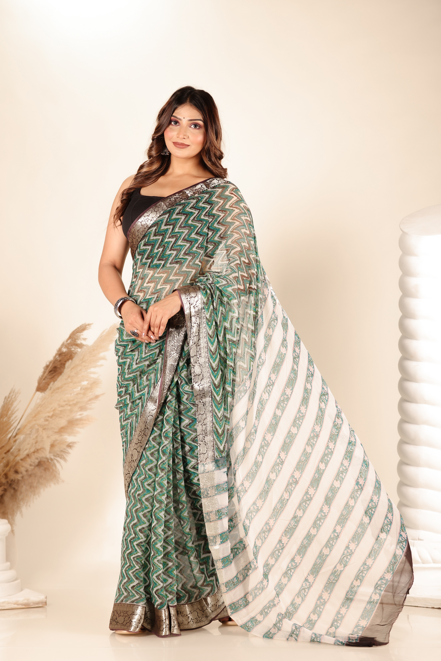 Premium Green Chiffon Saree