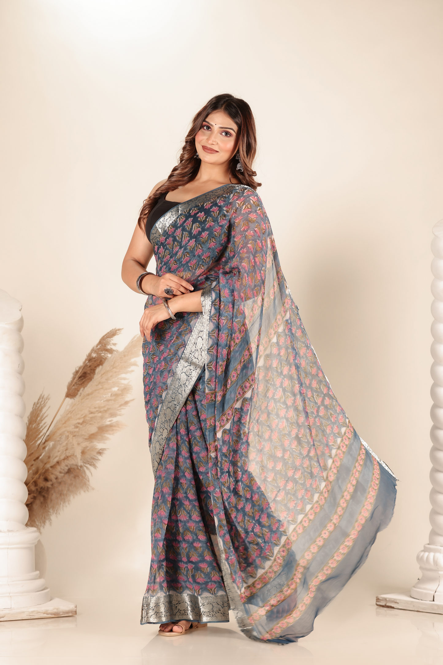 Premium Purple Chiffon Saree