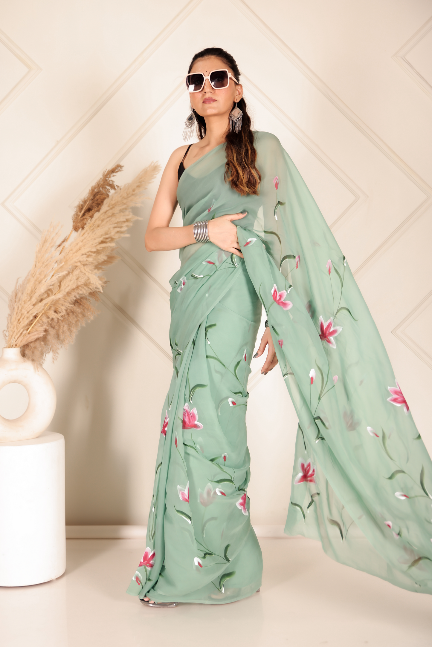 Premium Green Organza Saree
