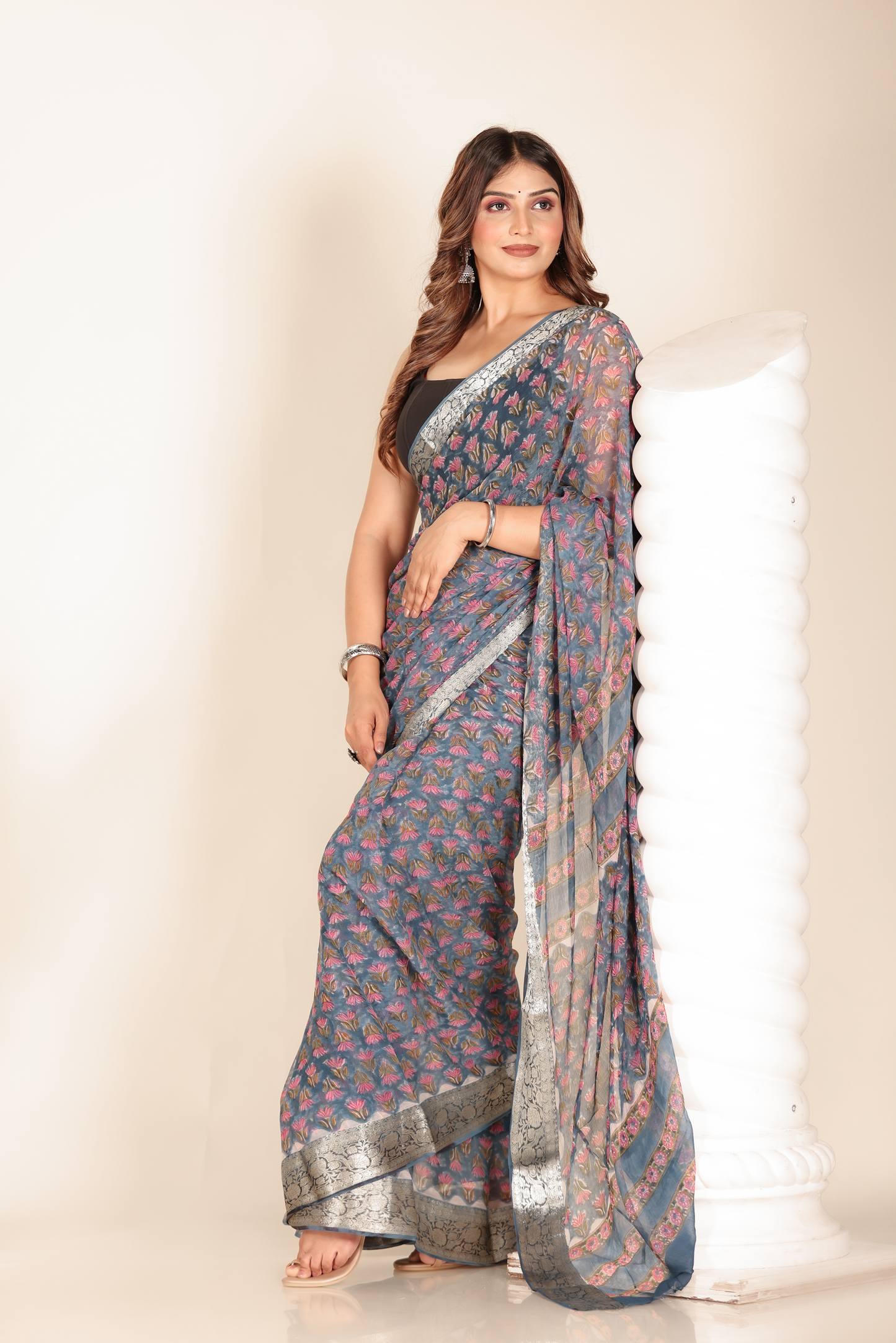 Premium Purple Chiffon Saree