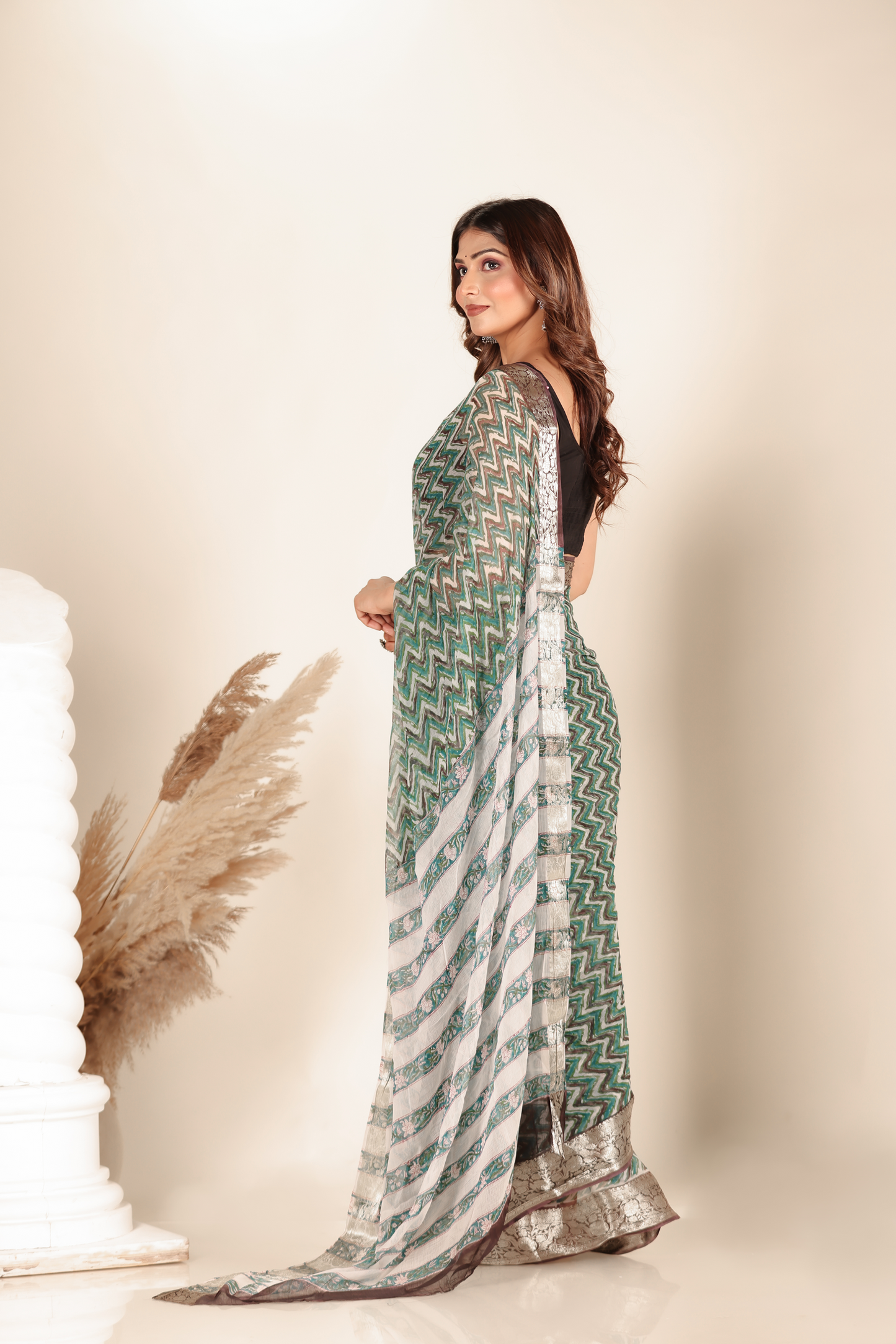Premium Green Chiffon Saree