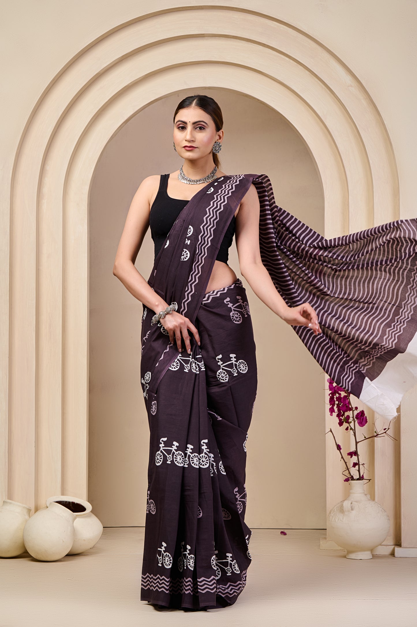 Printed Cotton MulMul Saree