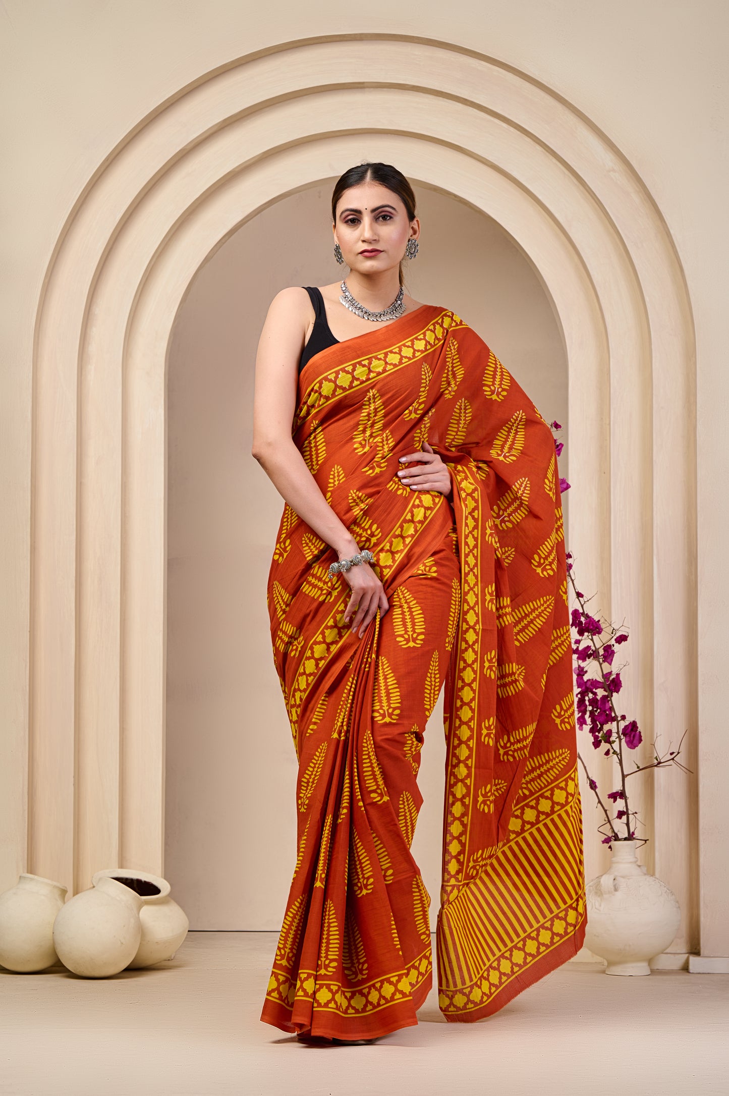 Printed Cotton MulMul Saree