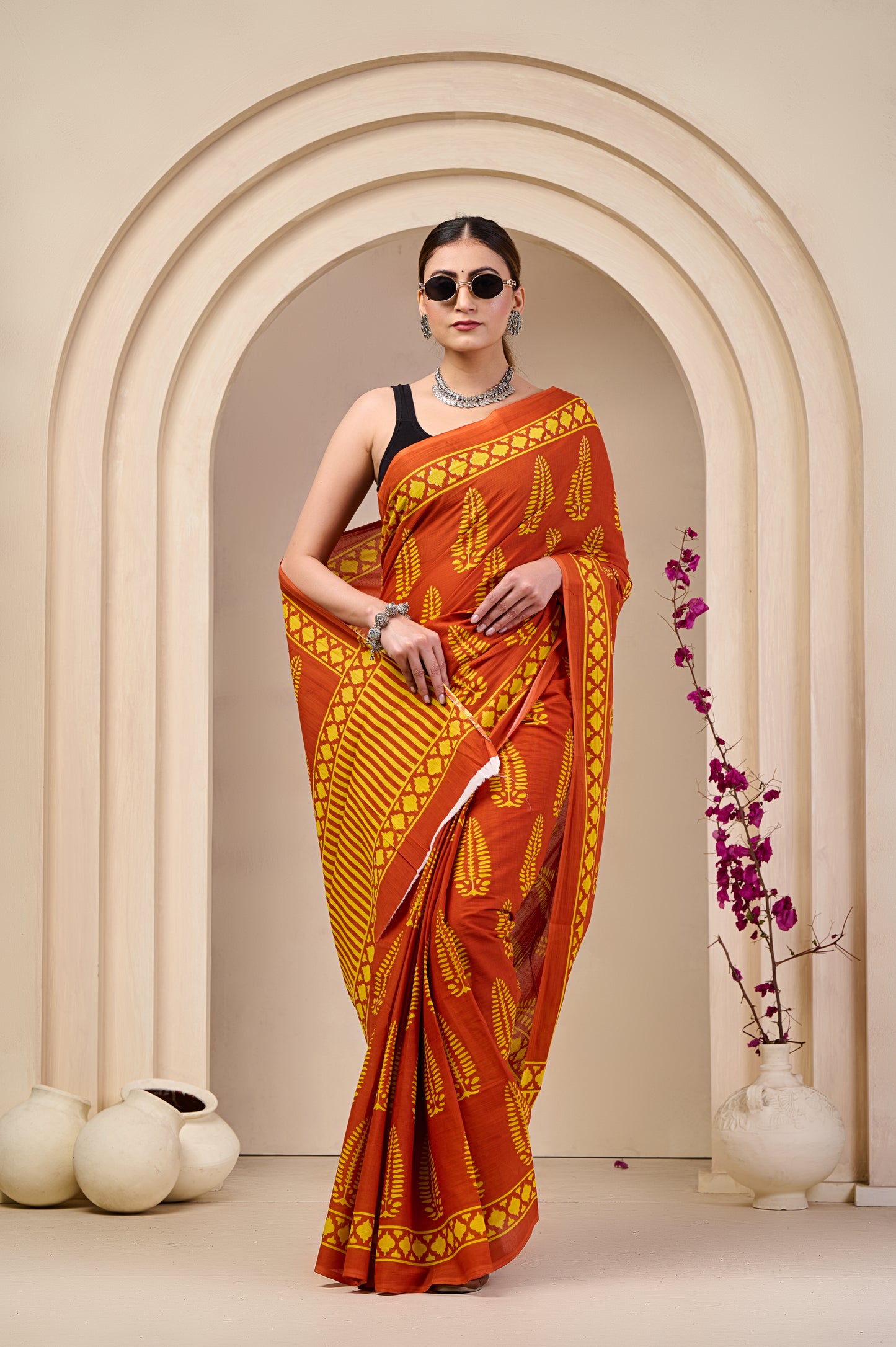 Printed Cotton MulMul Saree