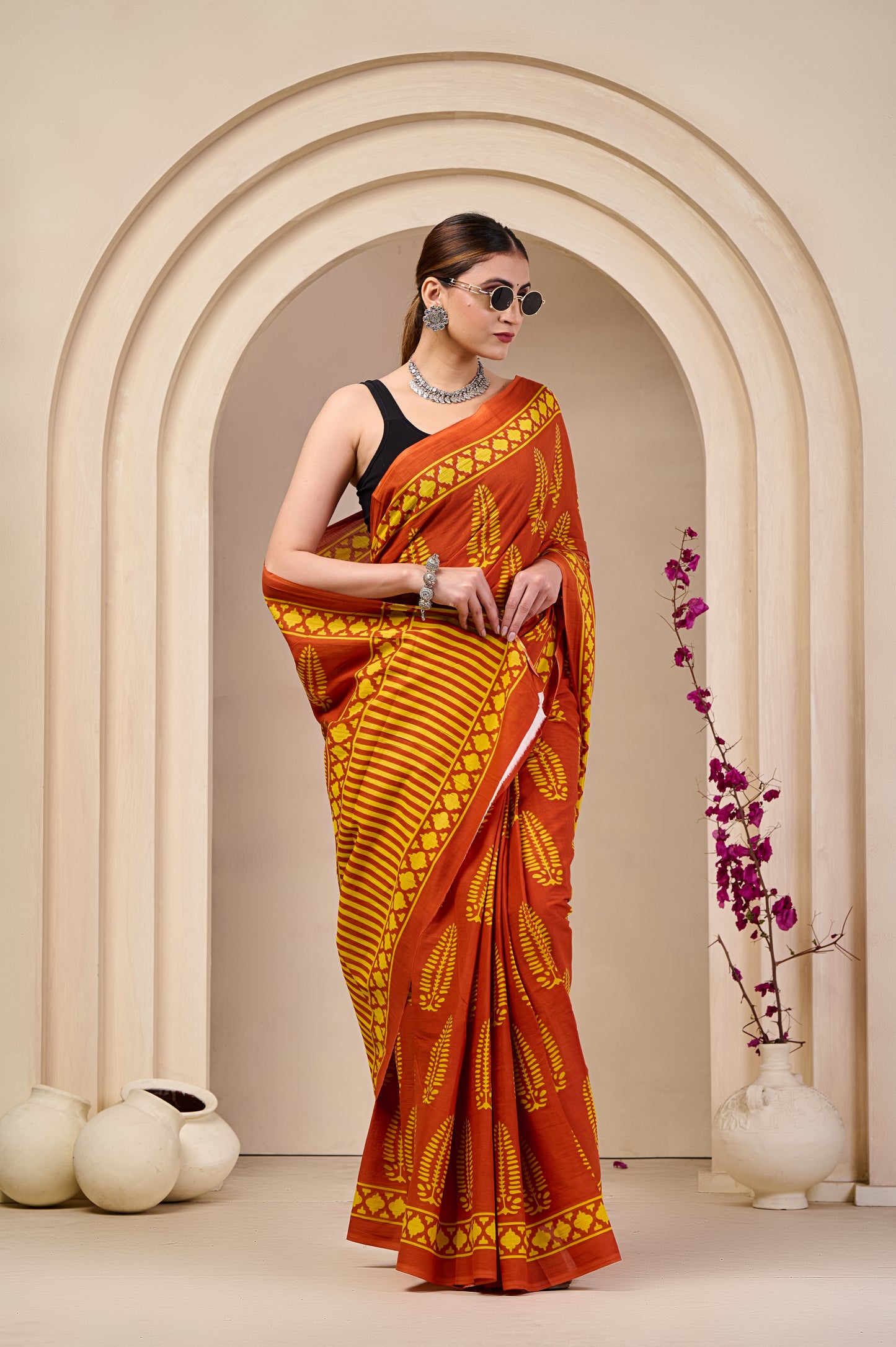 Printed Cotton MulMul Saree