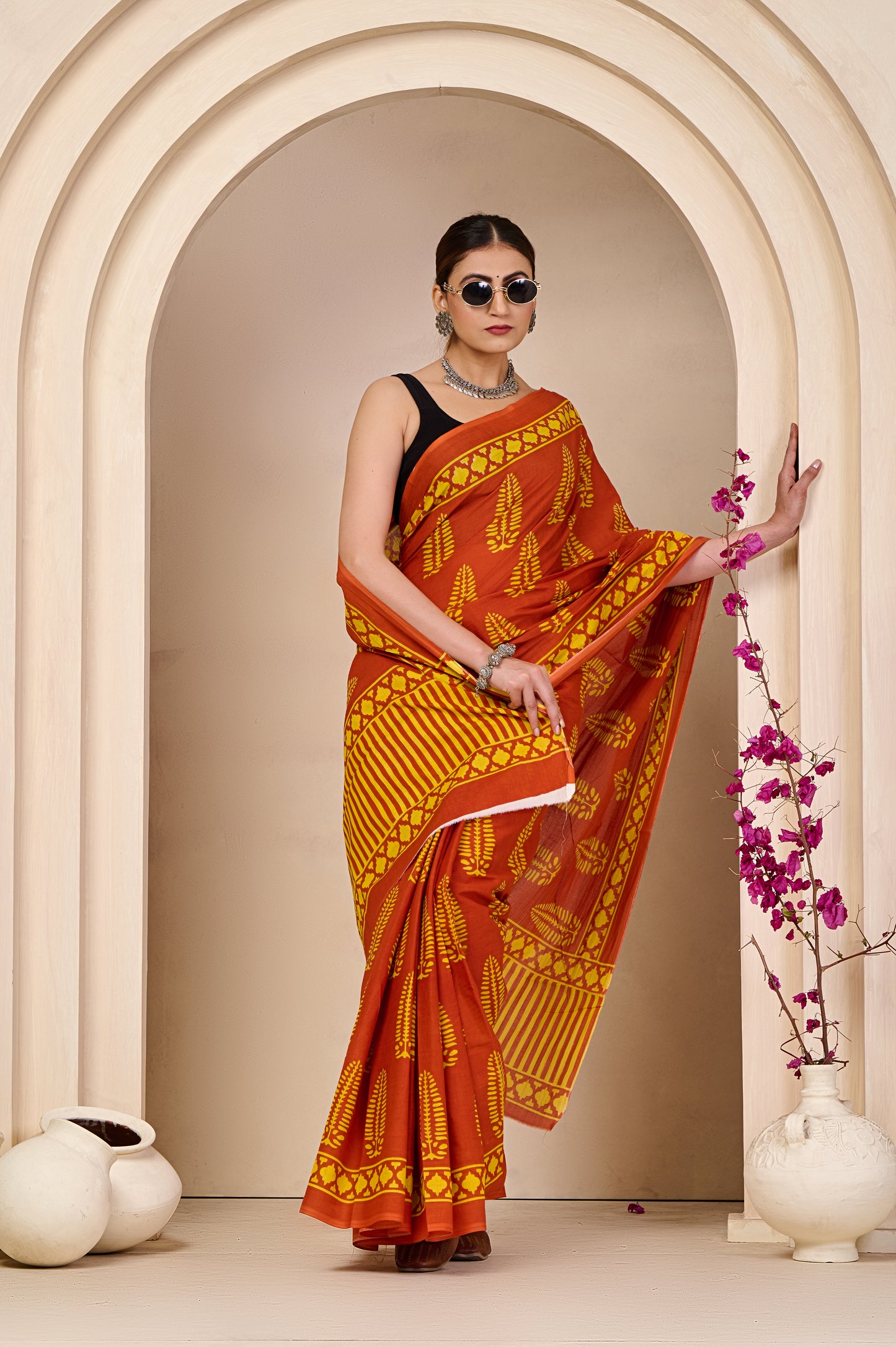 Printed Cotton MulMul Saree