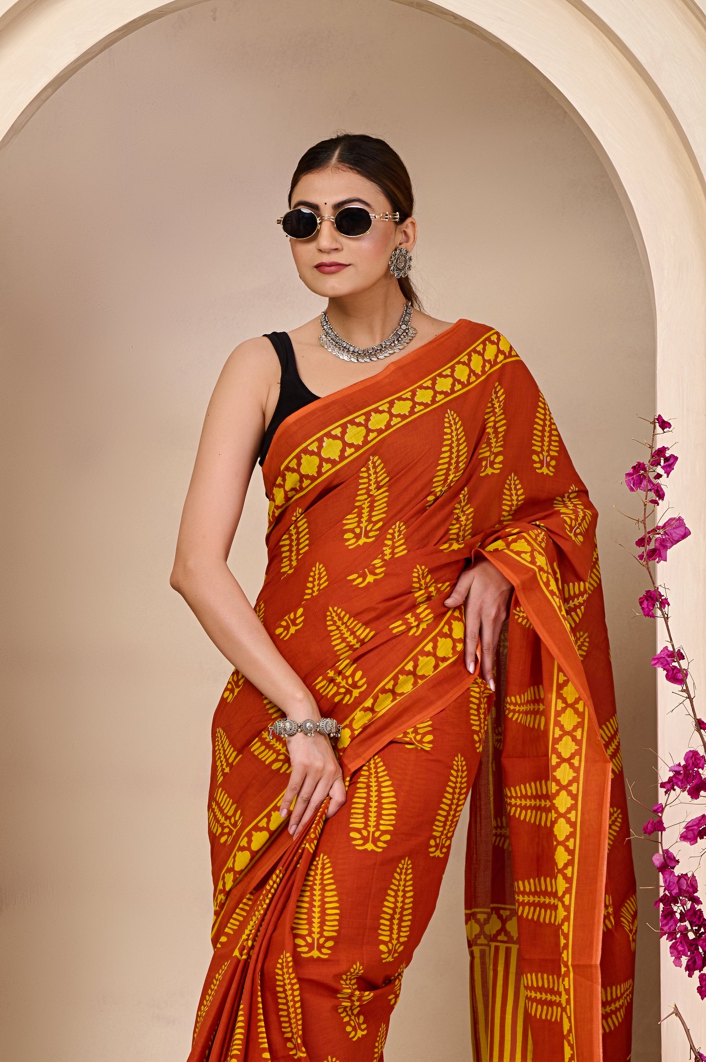 Printed Cotton MulMul Saree