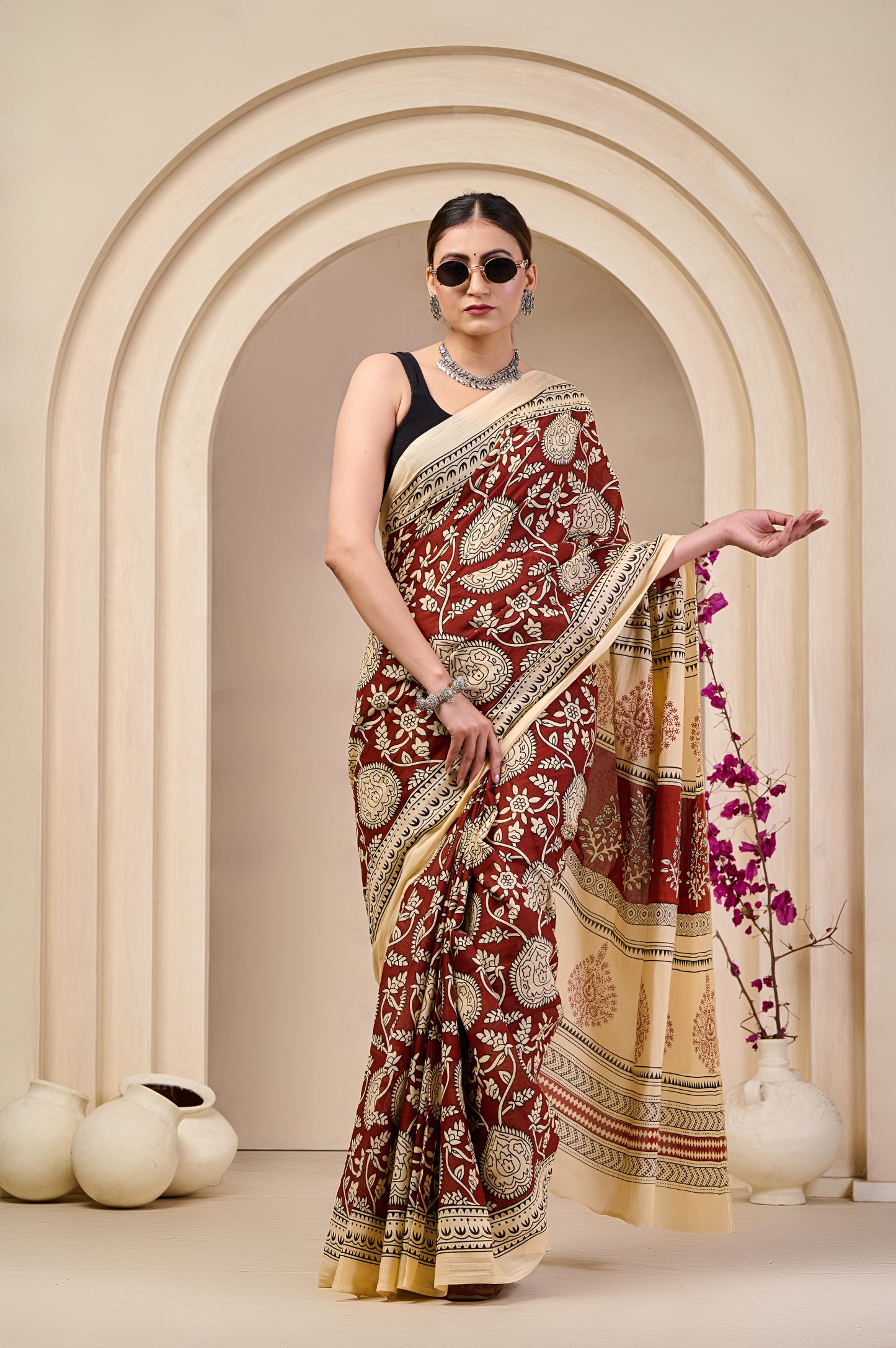 Printed Cotton MulMul Saree