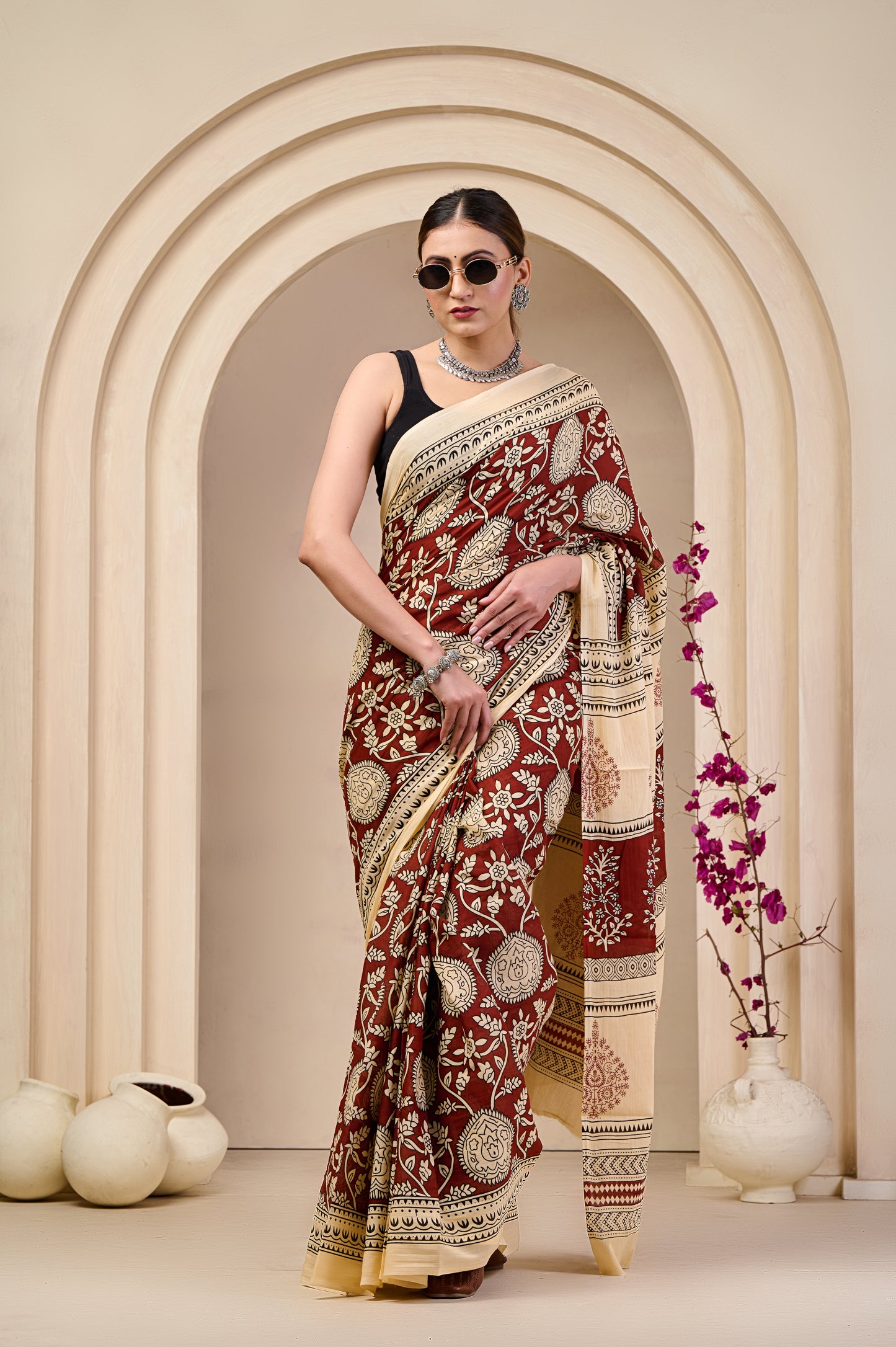 Printed Cotton MulMul Saree