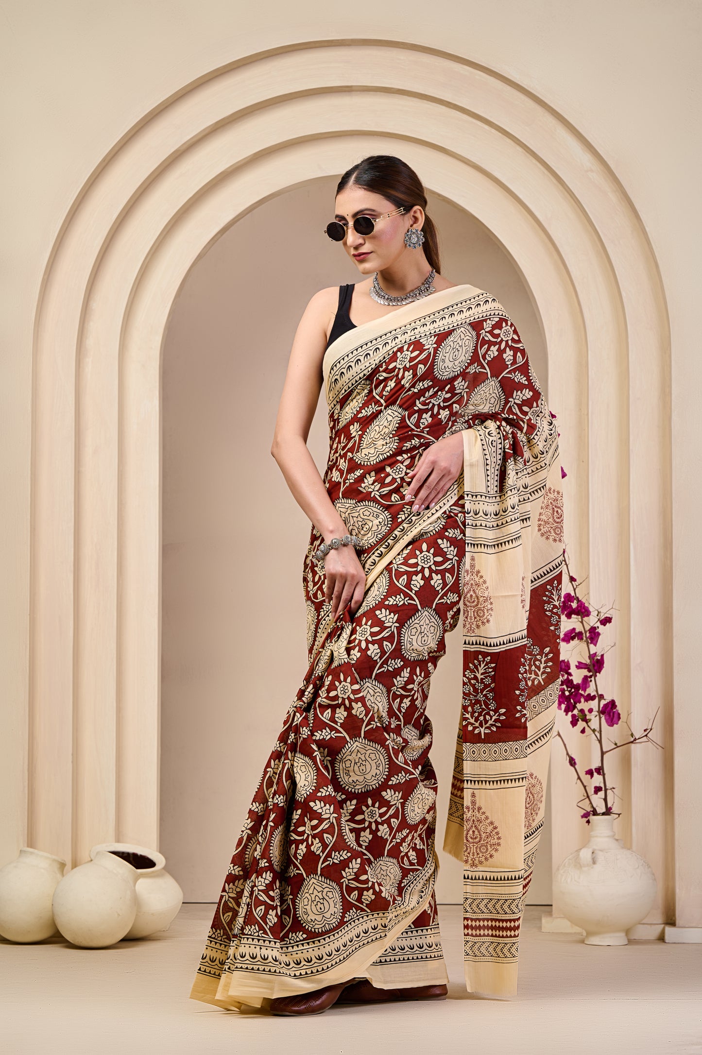 Printed Cotton MulMul Saree