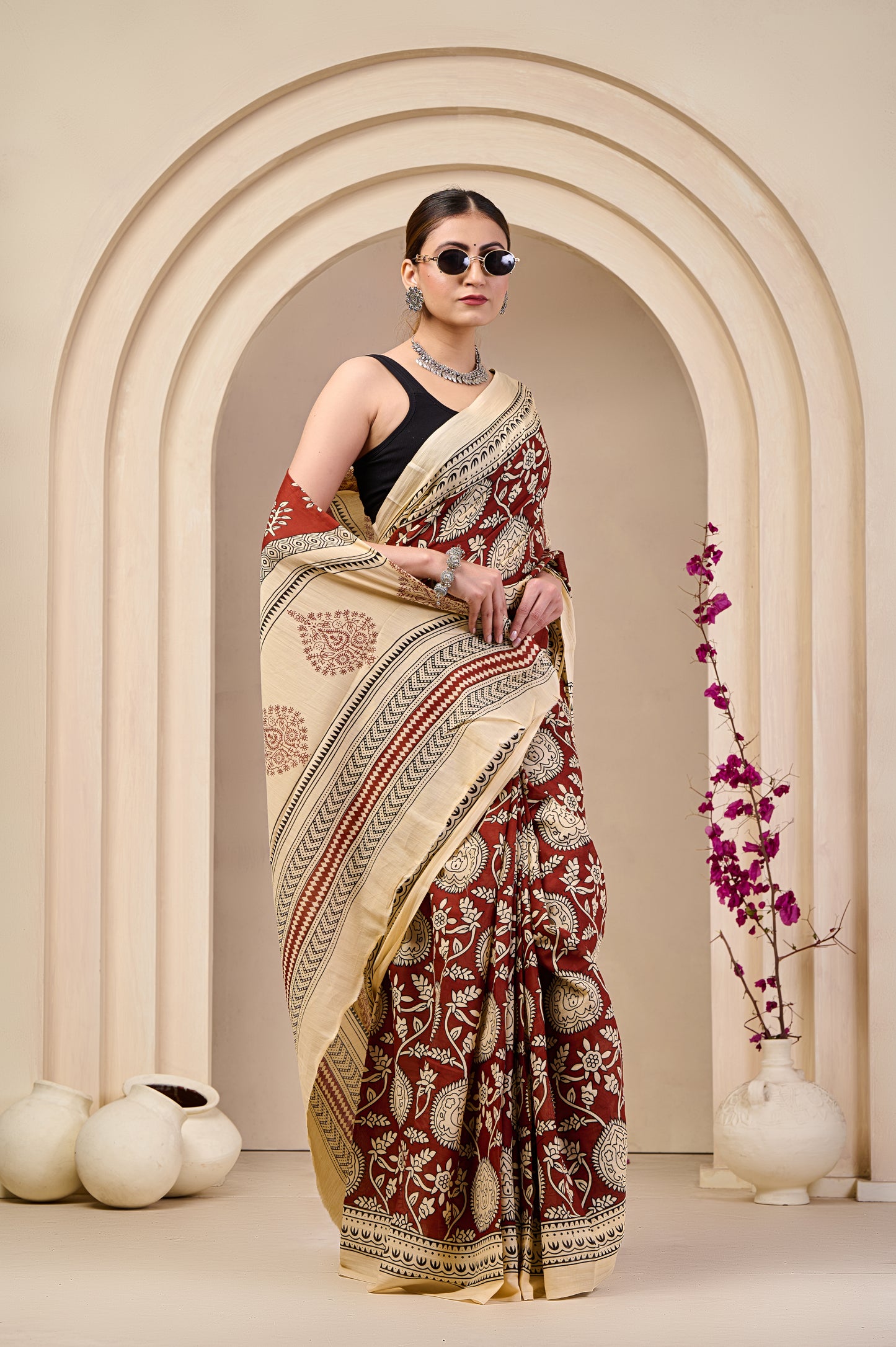 Printed Cotton MulMul Saree