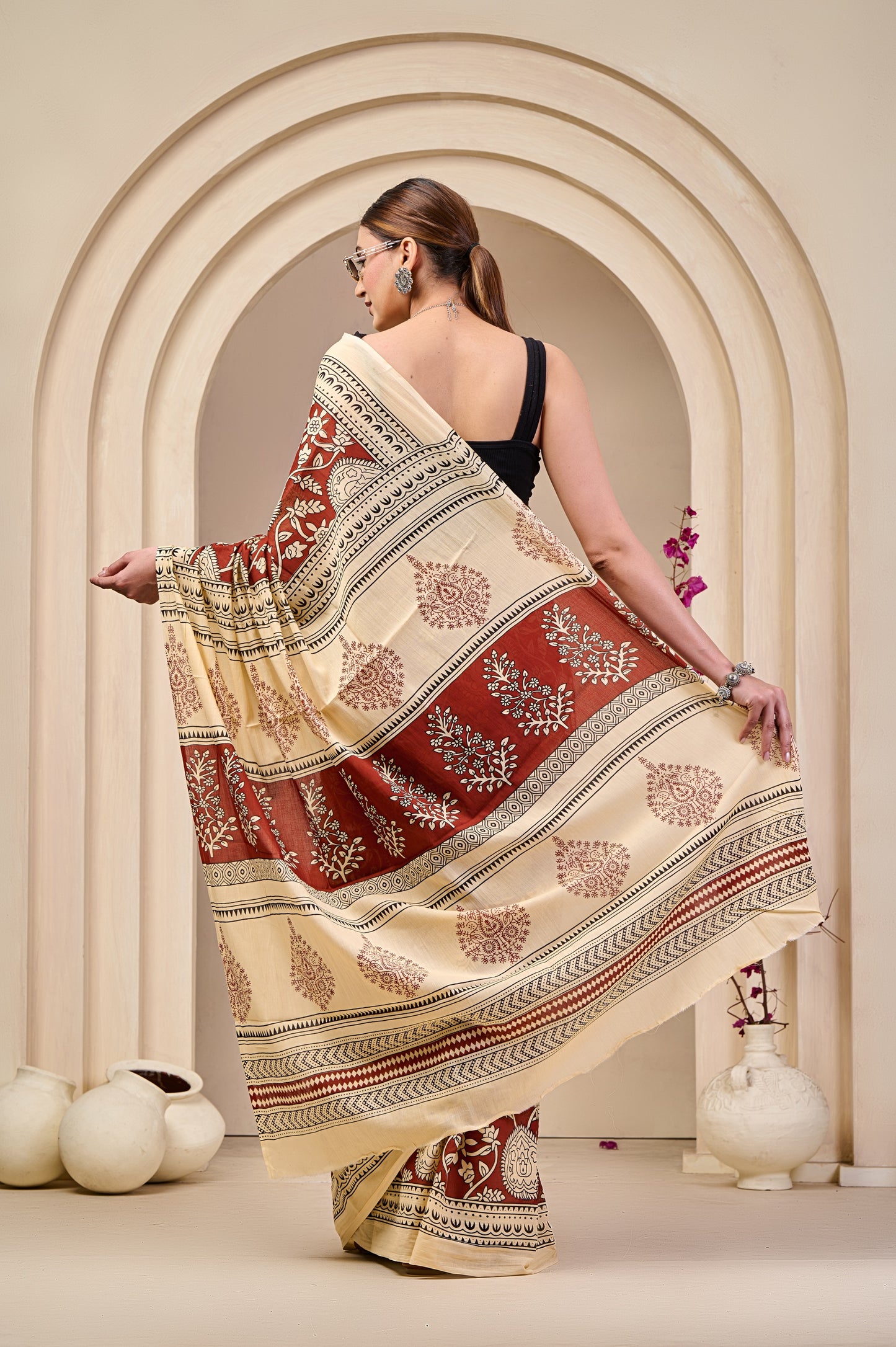 Printed Cotton MulMul Saree