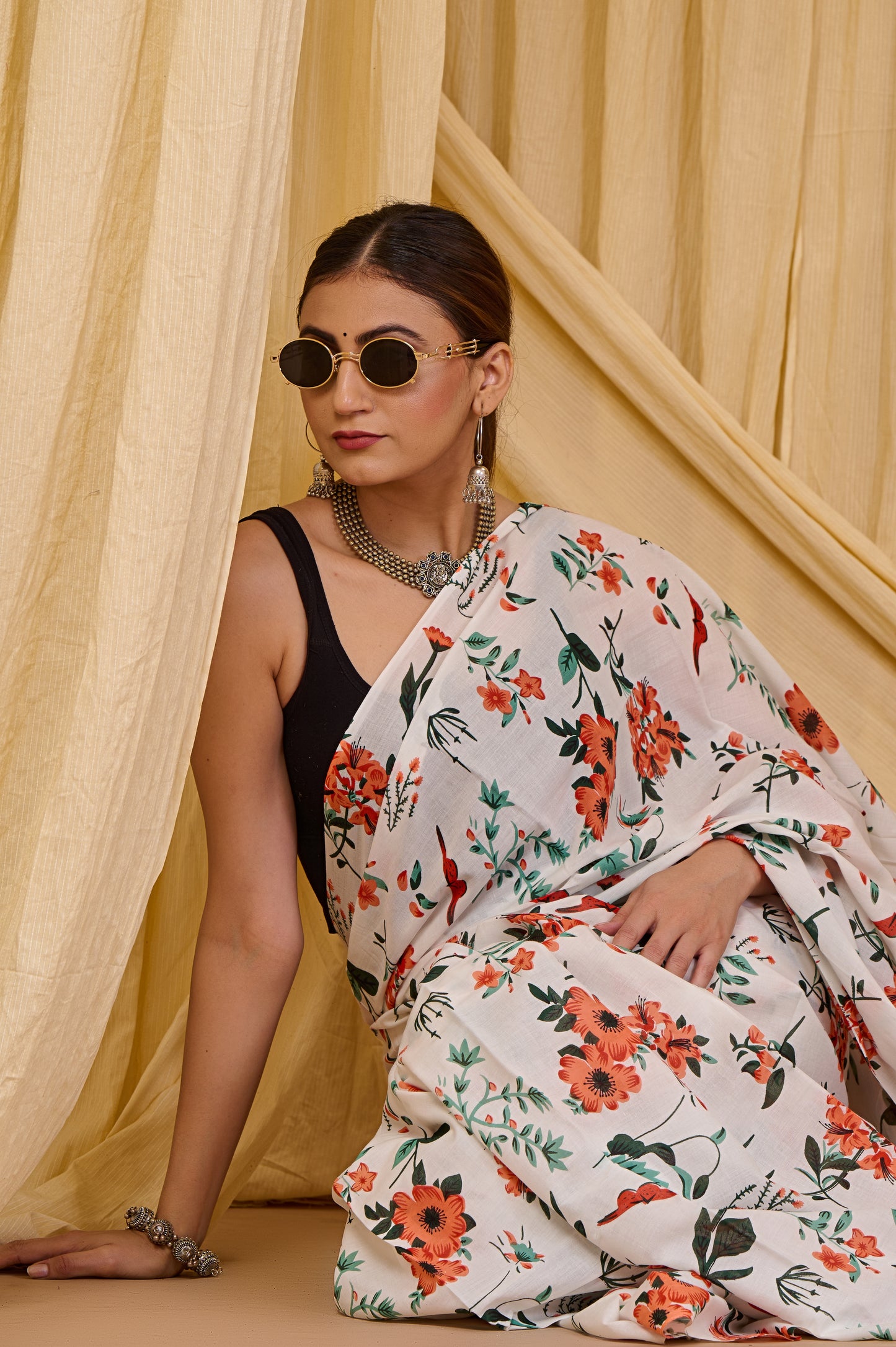 Printed Cotton MulMul Saree