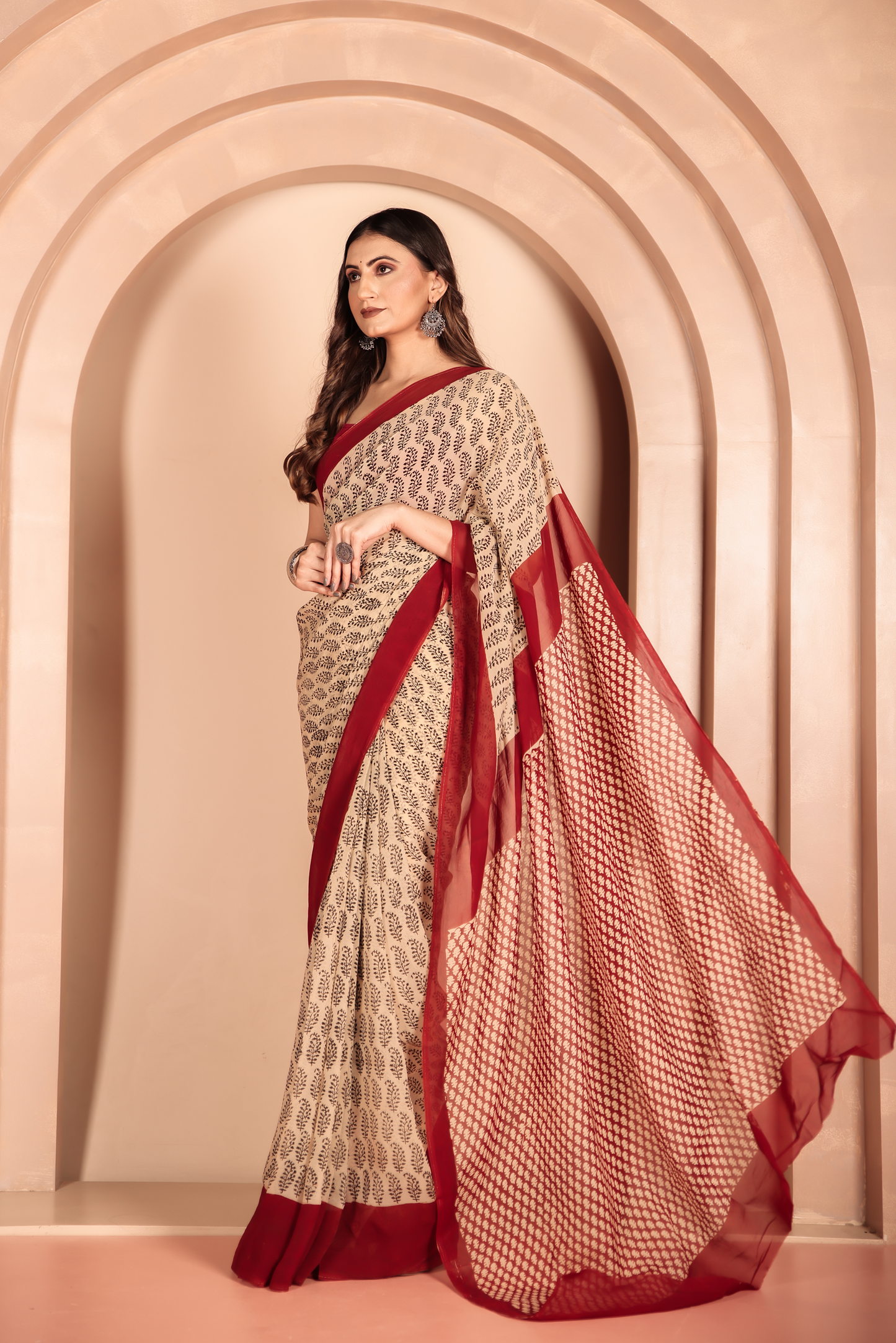Premium Cream Organza Saree