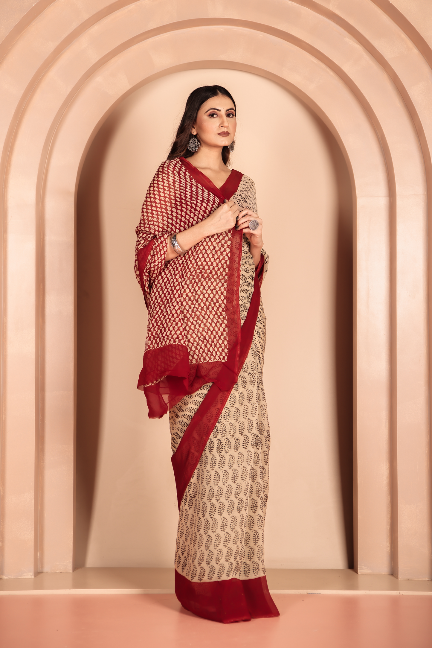 Premium Cream Organza Saree