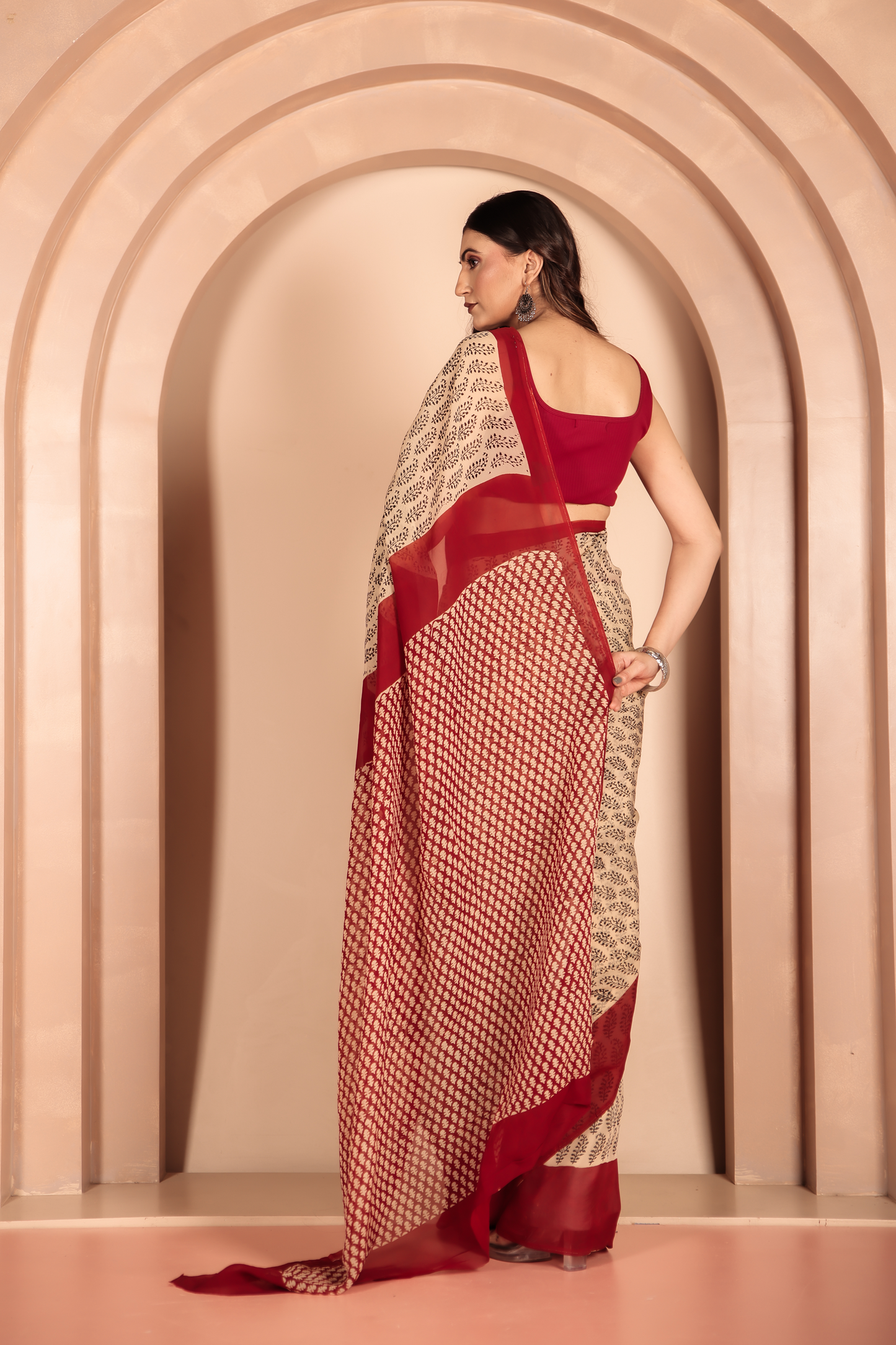 Premium Cream Organza Saree
