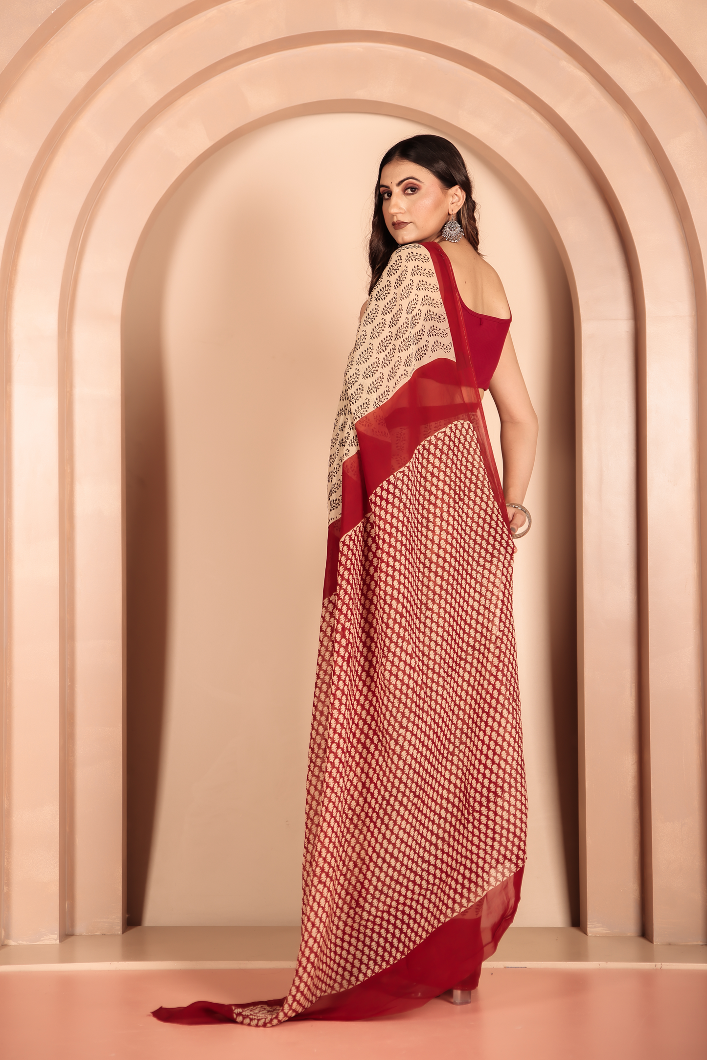 Premium Cream Organza Saree