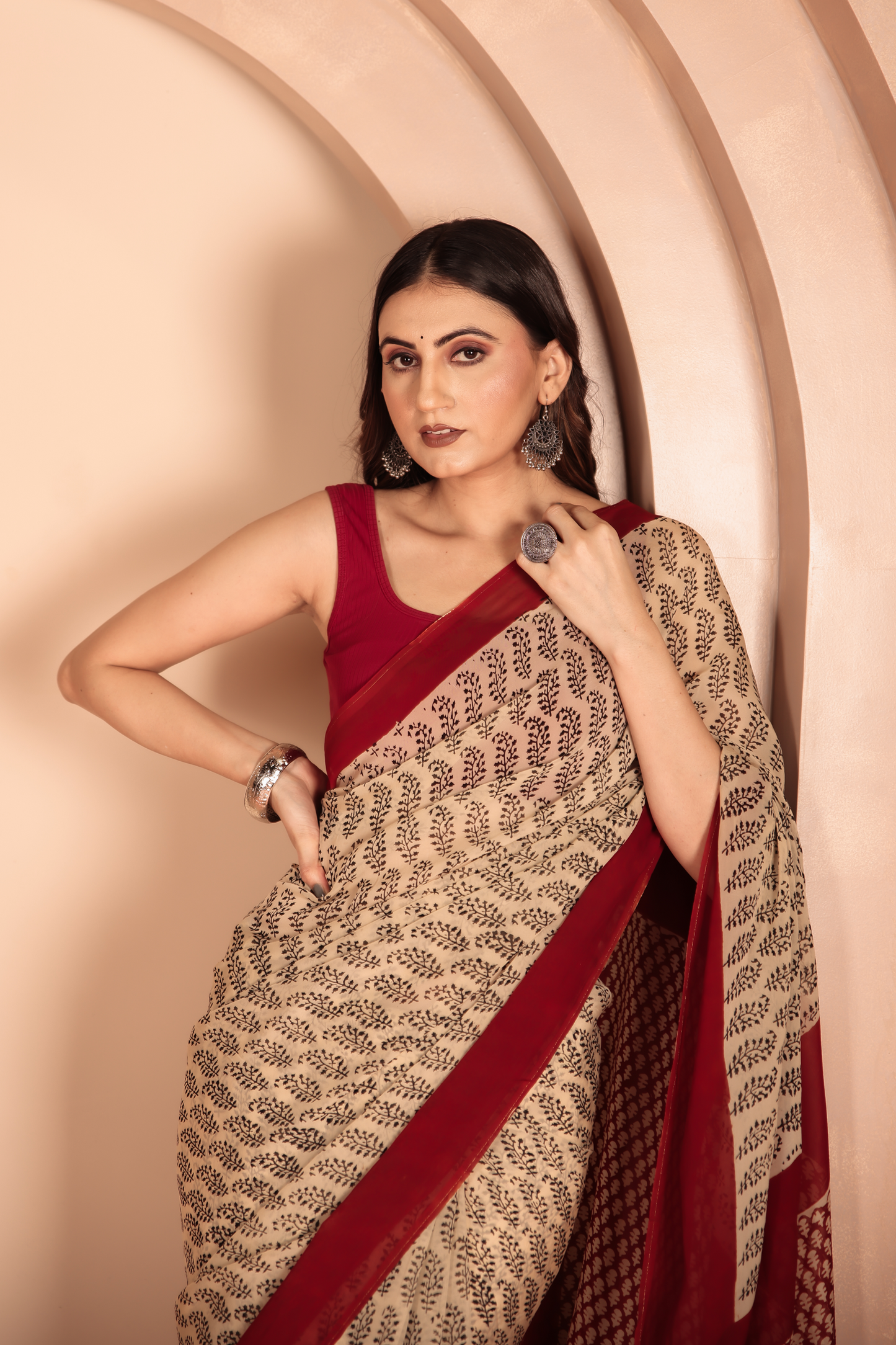 Premium Cream Organza Saree