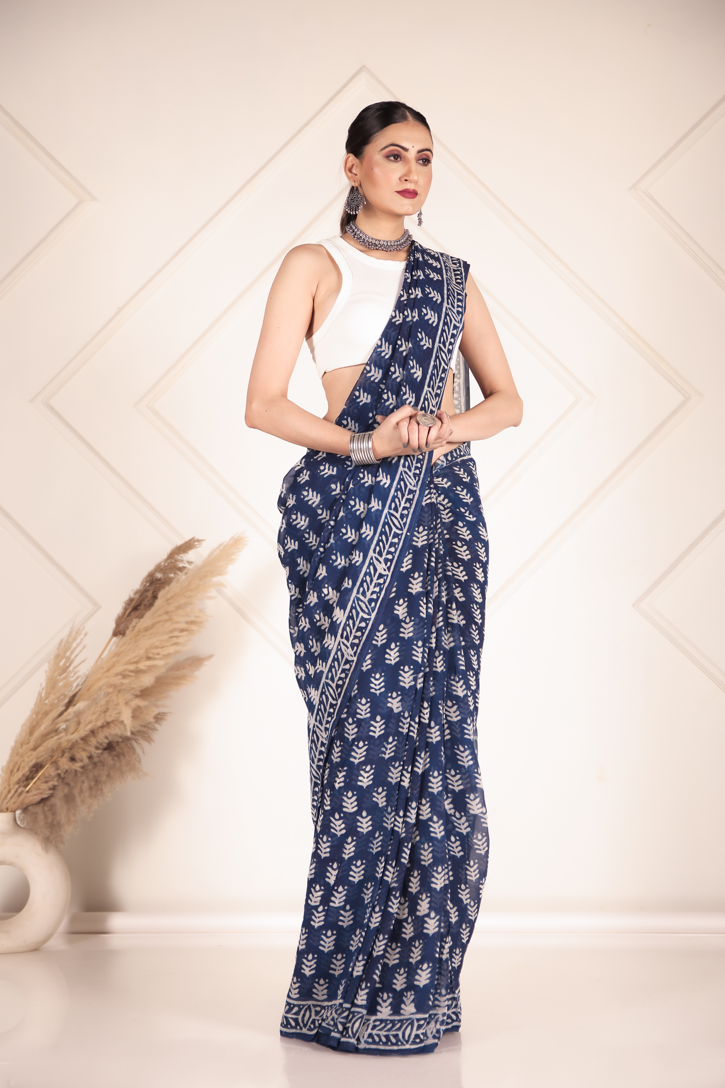 Premium Blue Organza Saree