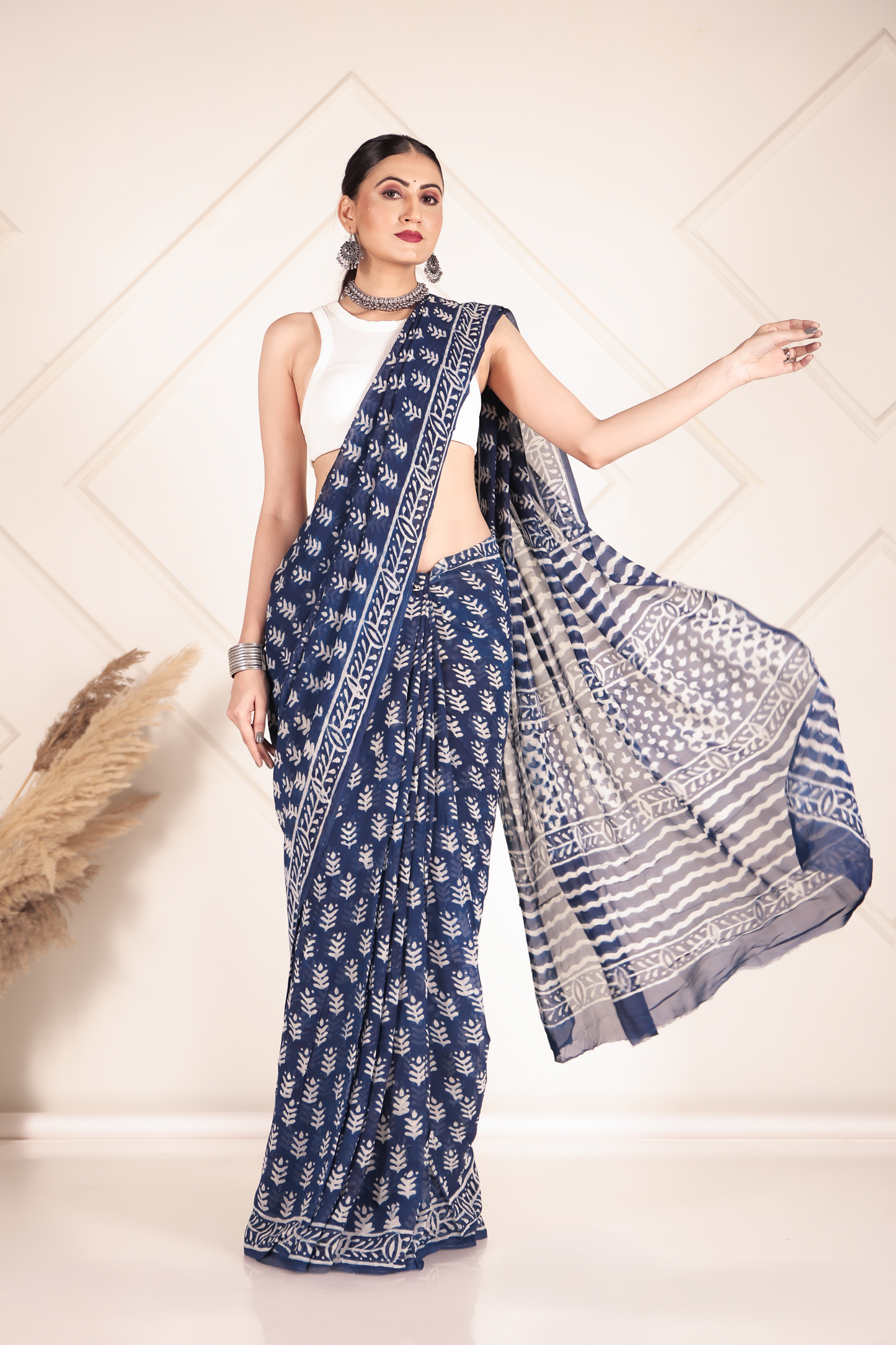Premium Blue Organza Saree