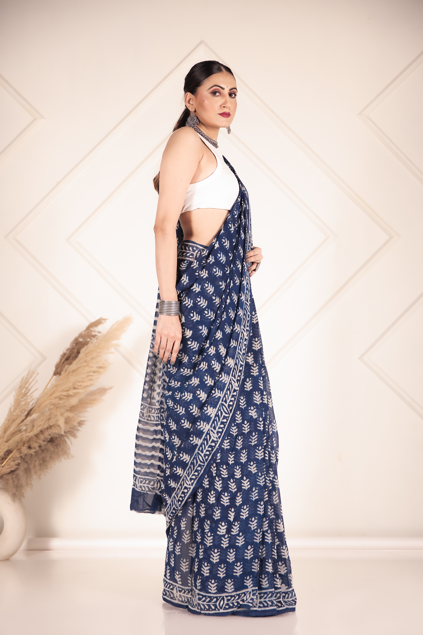 Premium Blue Organza Saree