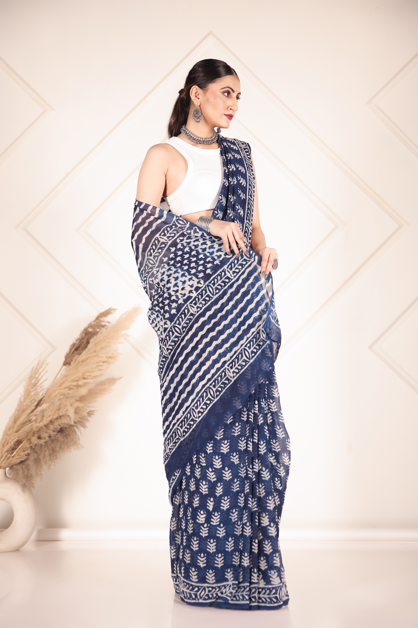 Premium Blue Organza Saree