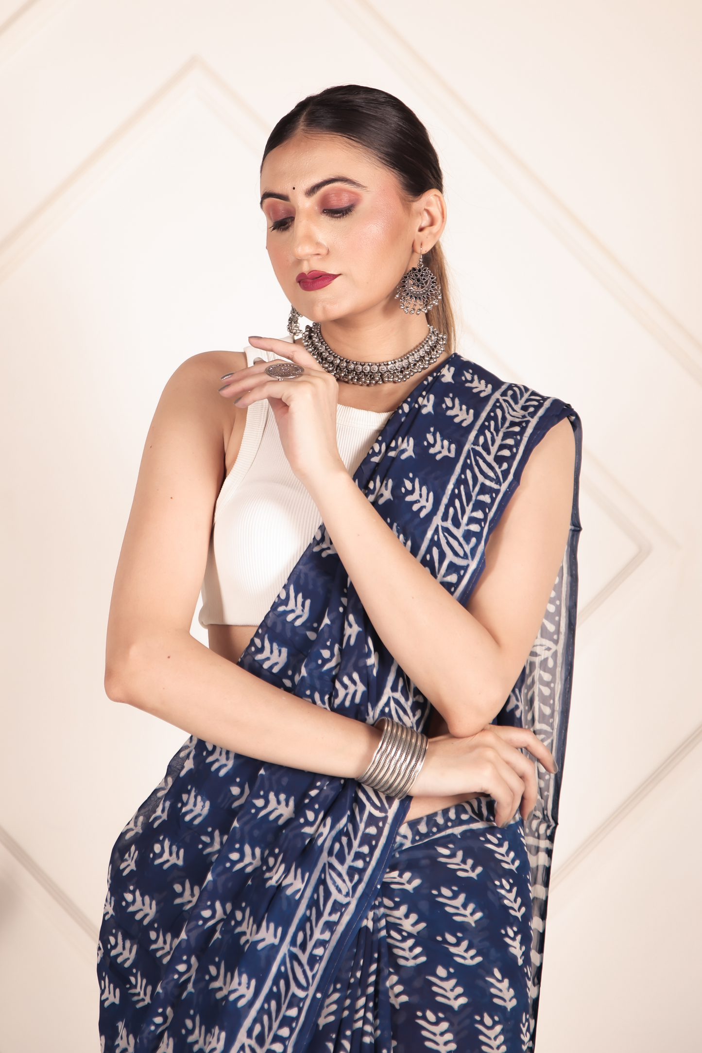 Premium Blue Organza Saree