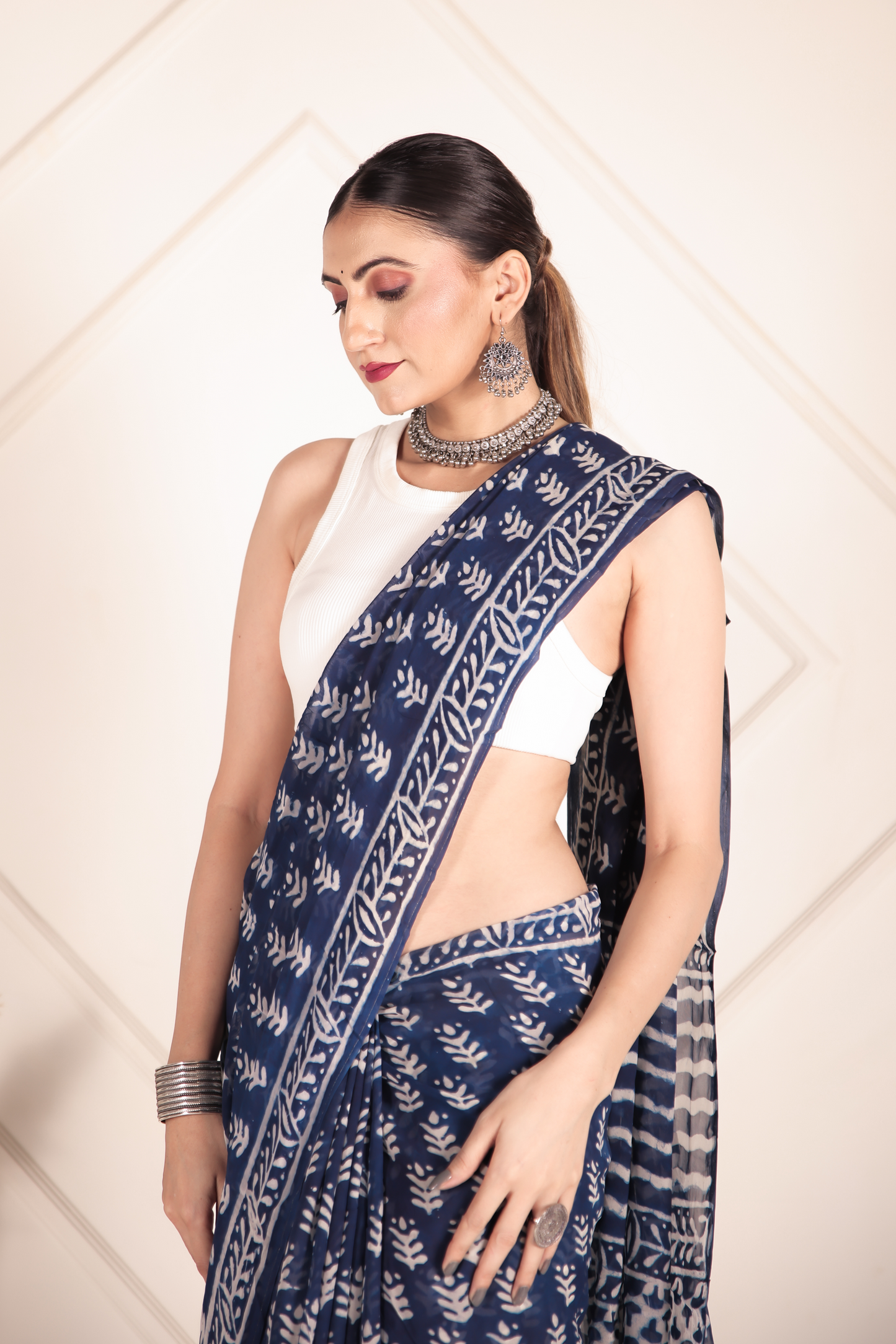 Premium Blue Organza Saree