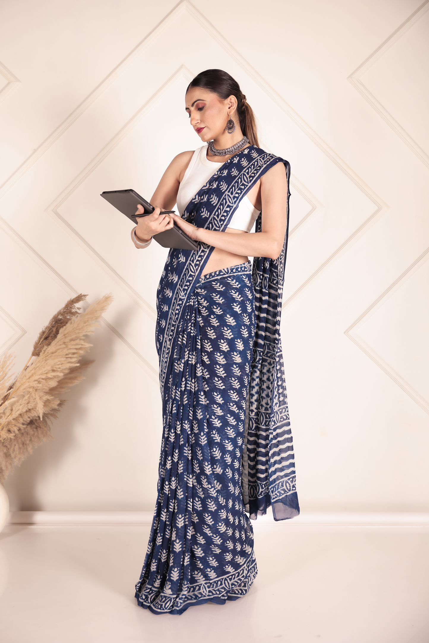 Premium Blue Organza Saree