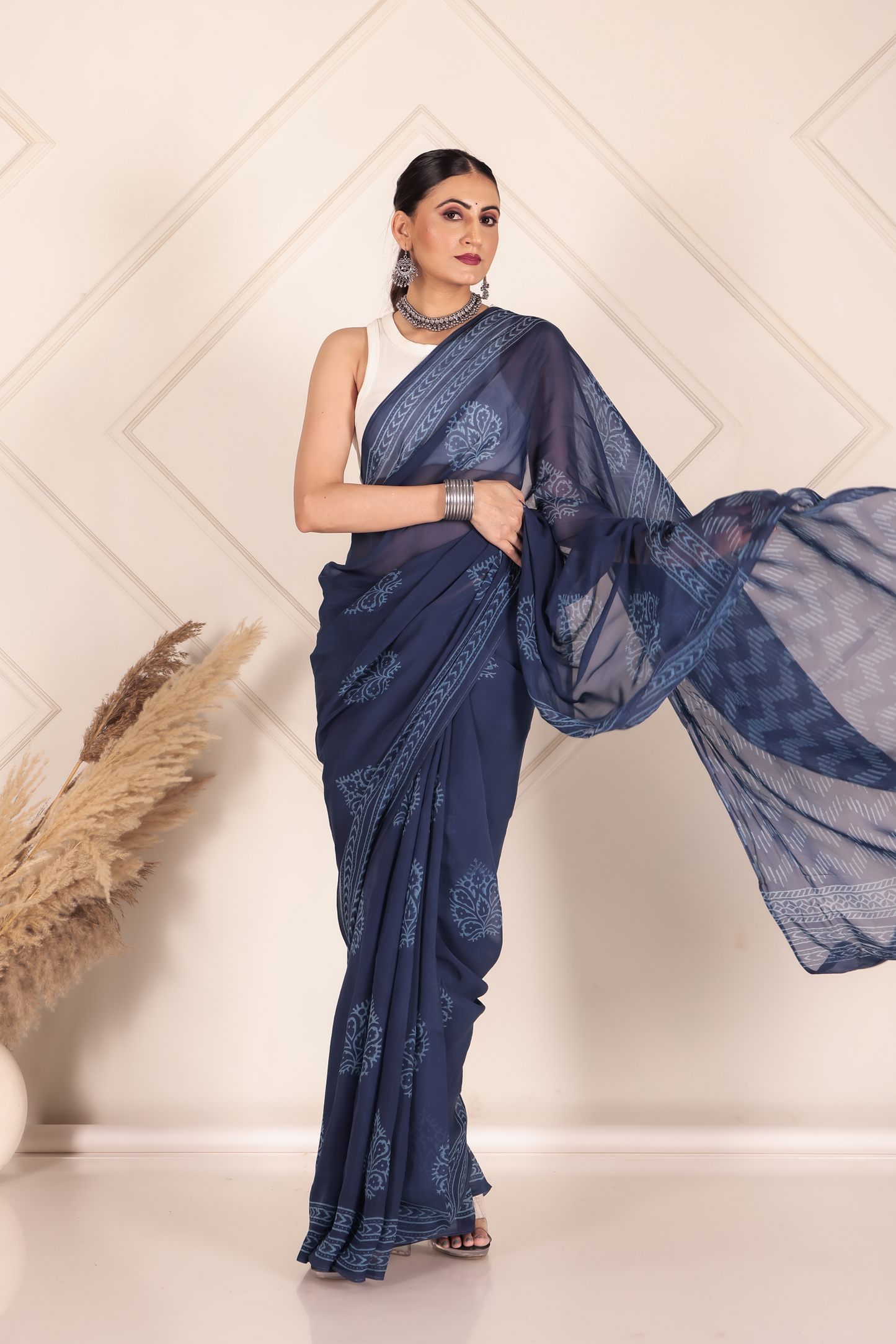 Premium Blue Organza Saree