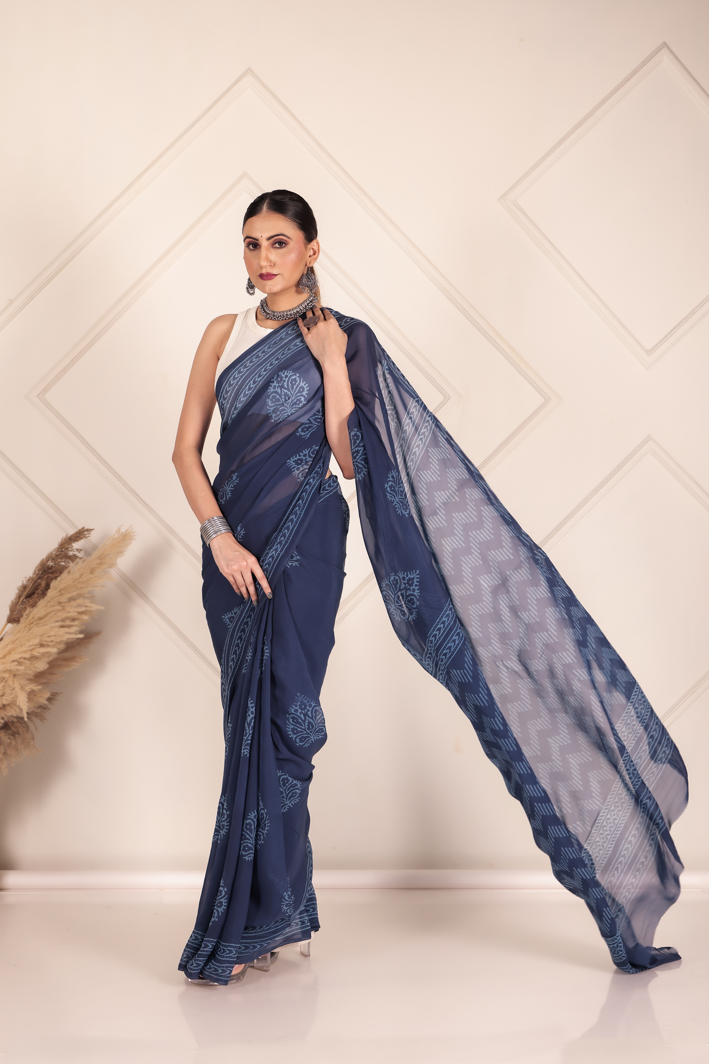 Premium Blue Organza Saree