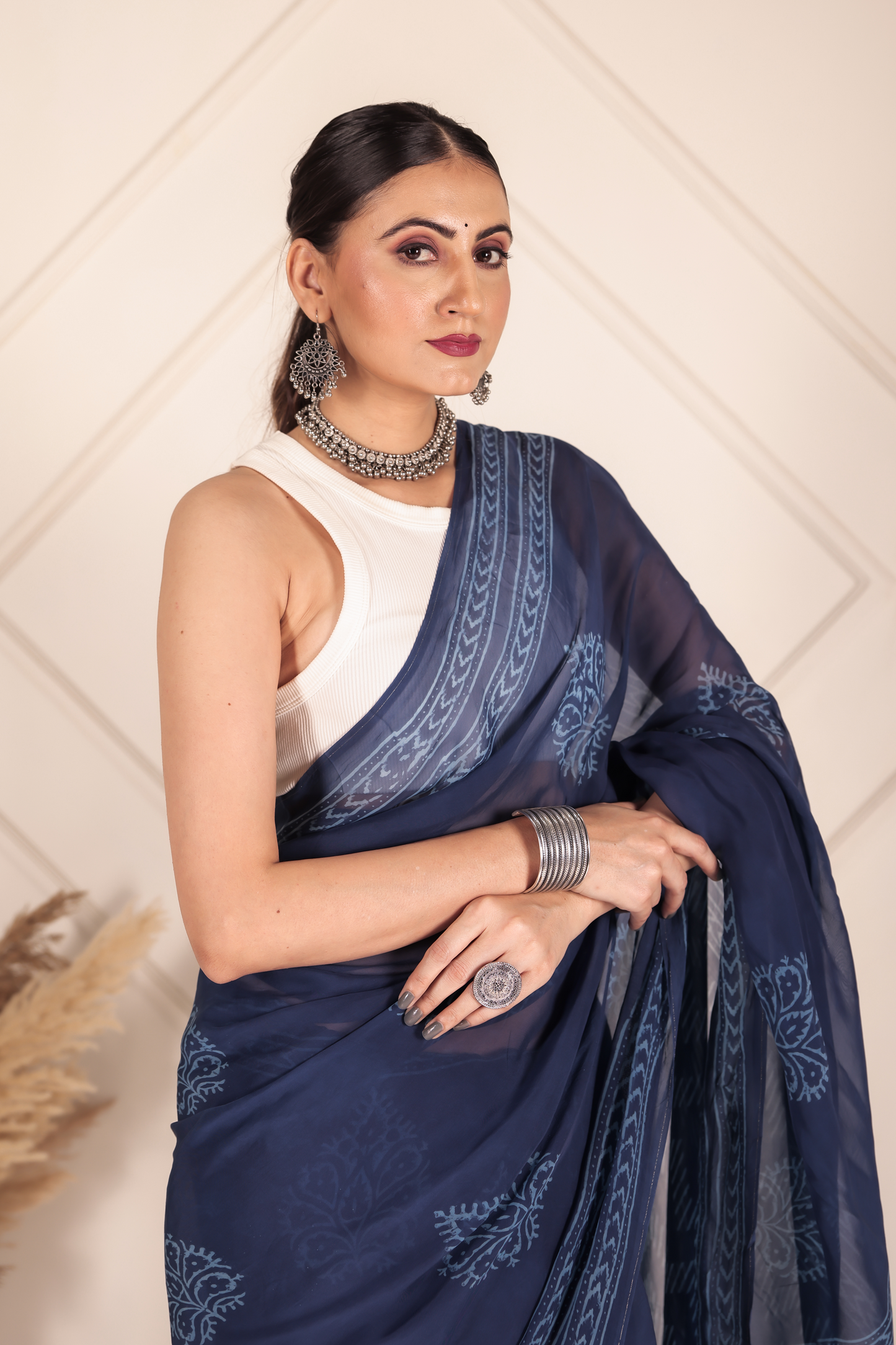 Premium Blue Organza Saree