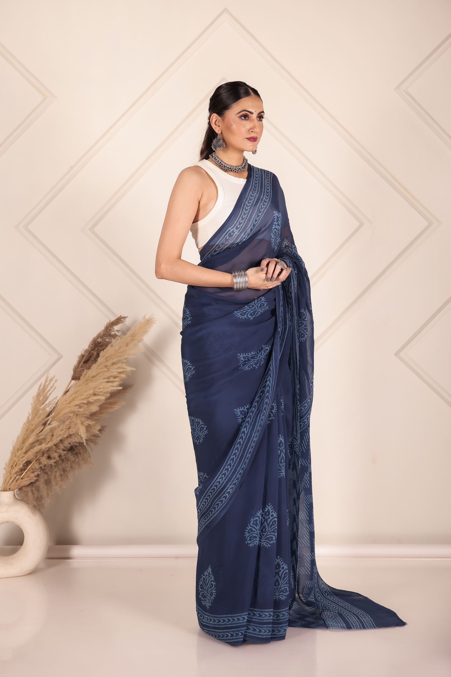 Premium Blue Organza Saree