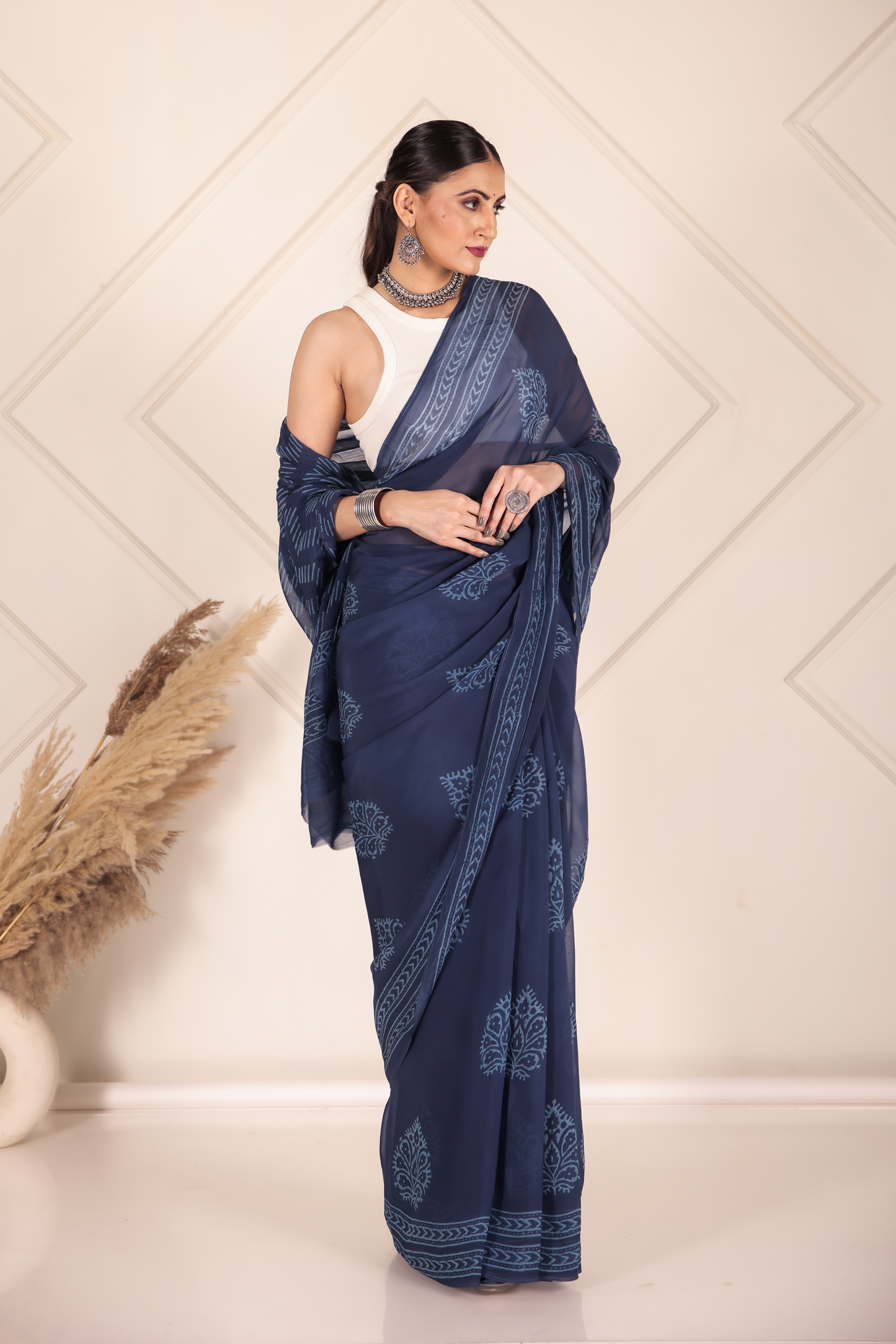 Premium Blue Organza Saree