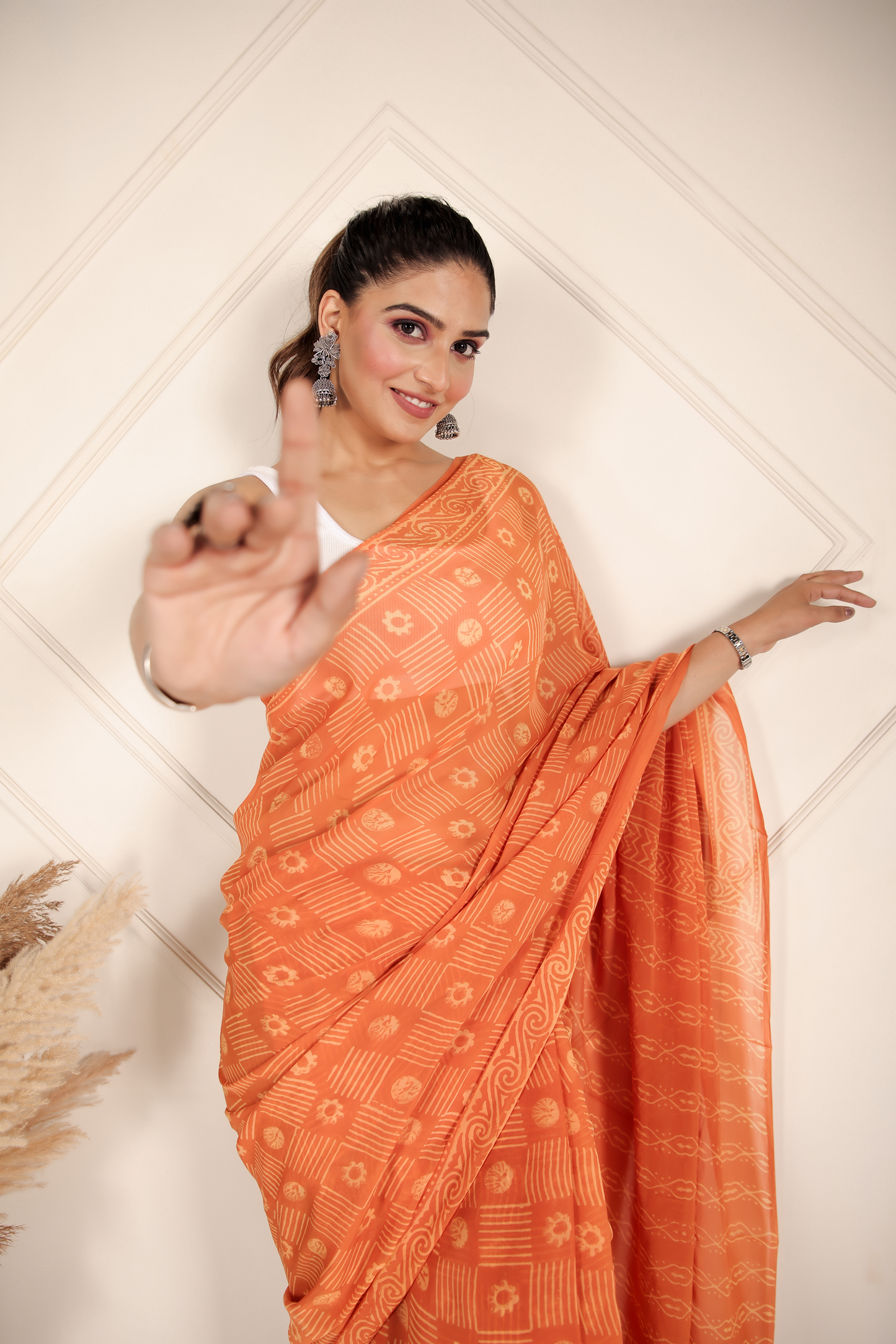 Premium Orange Organza Saree