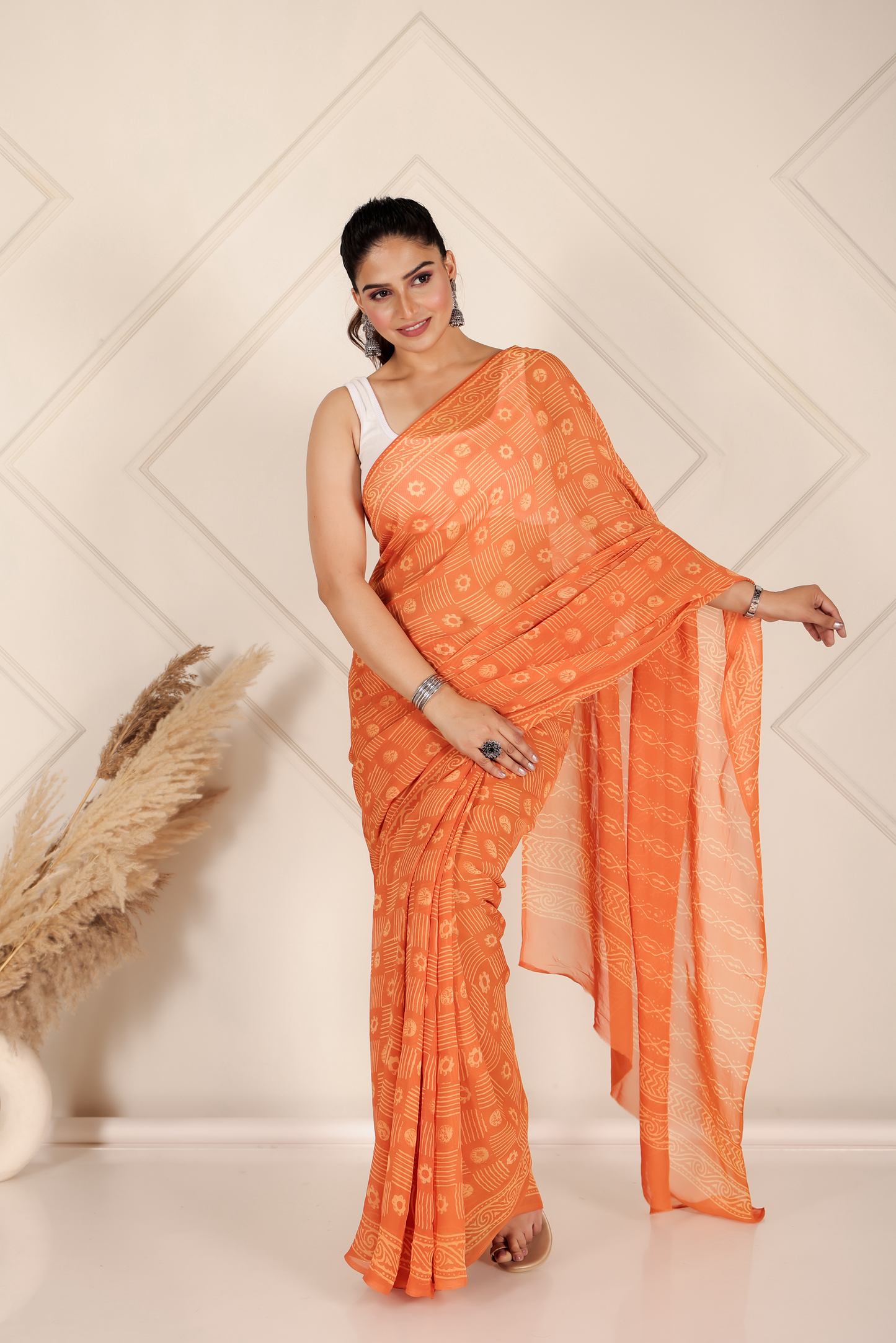 Premium Orange Organza Saree