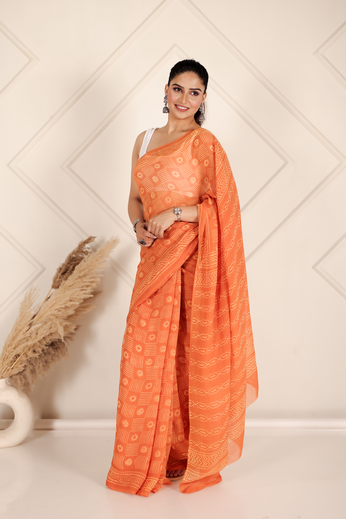 Premium Orange Organza Saree