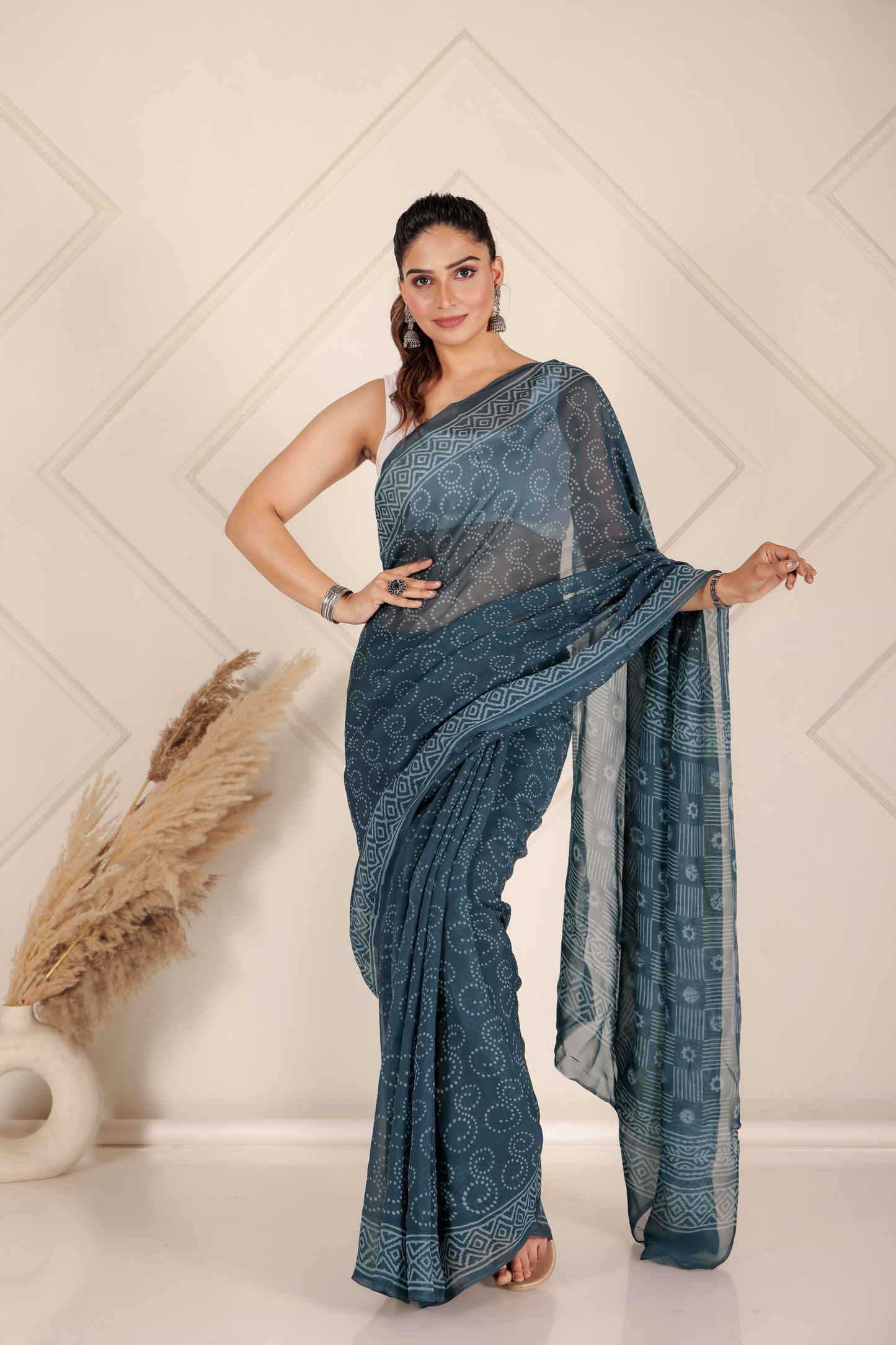 Premium Blue Organza Saree