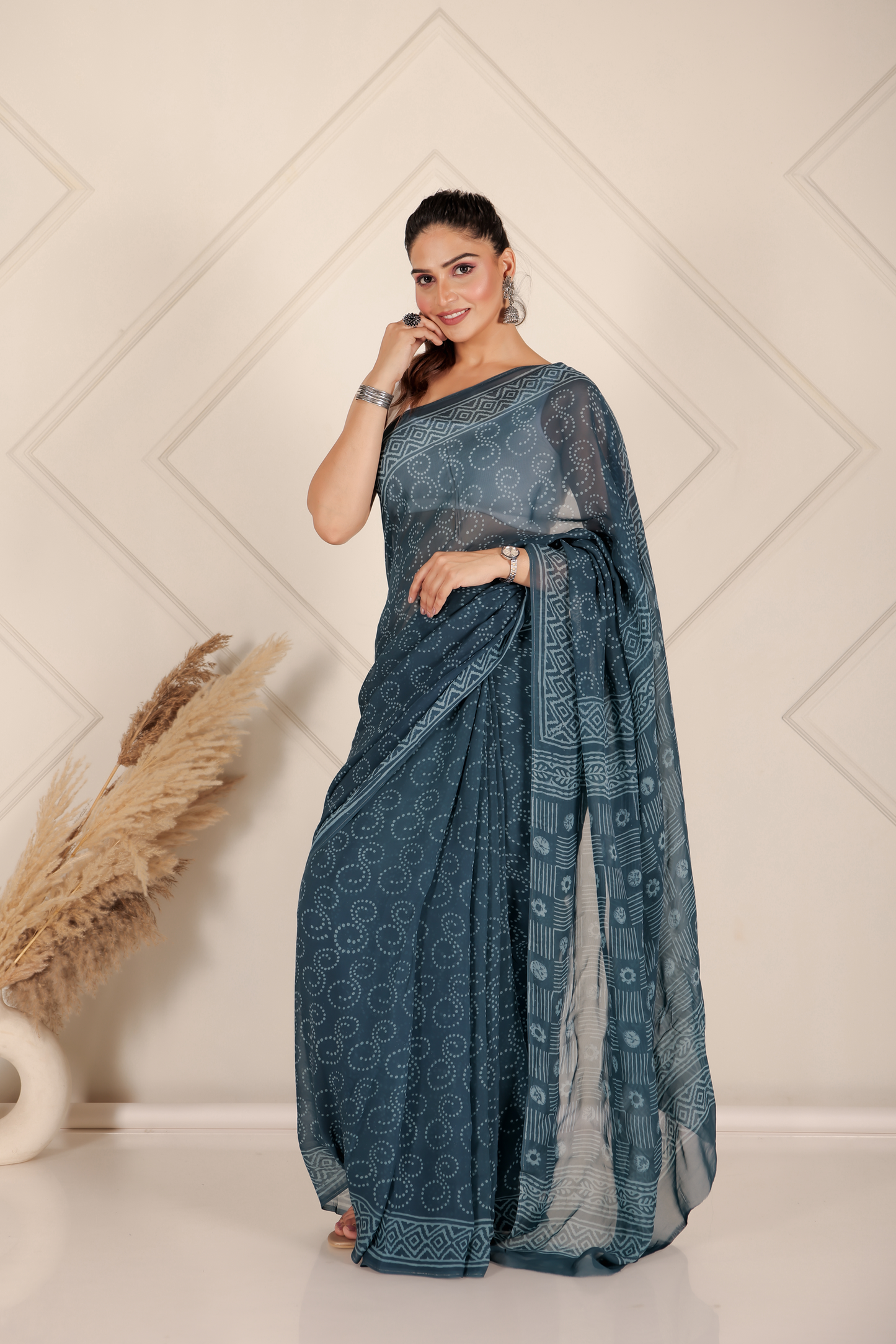 Premium Blue Organza Saree