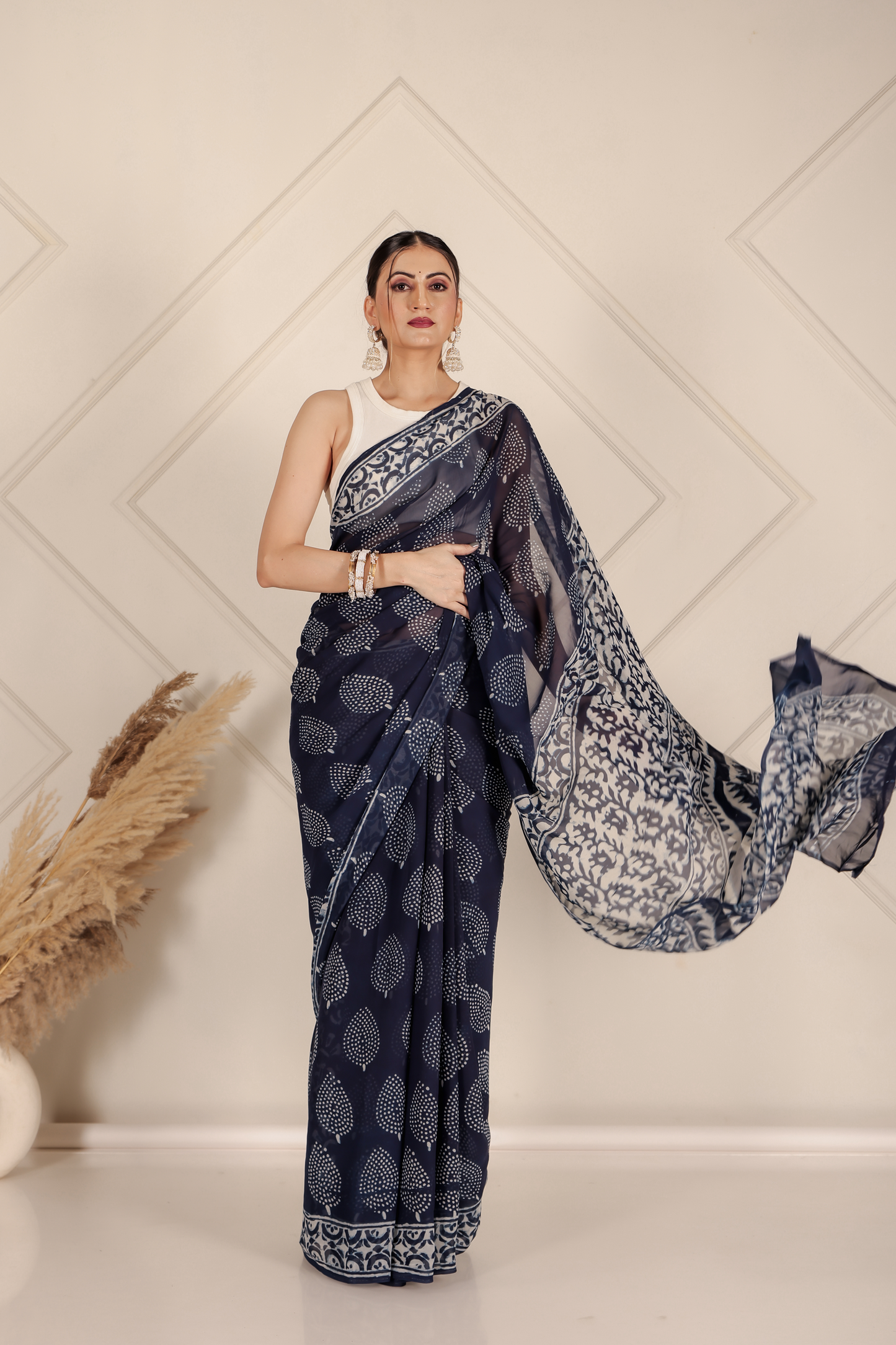Premium Blue Organza Saree