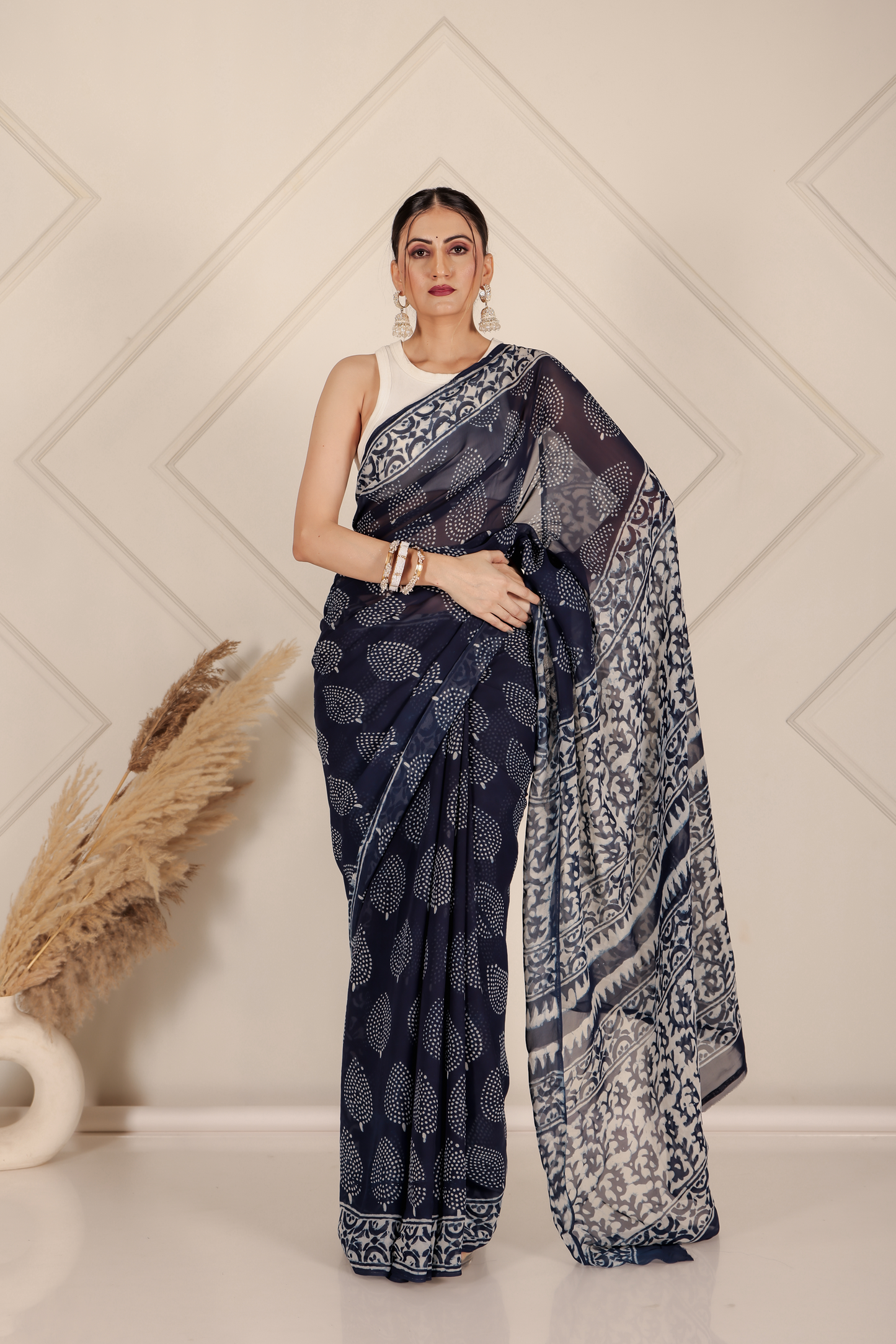 Premium Blue Organza Saree