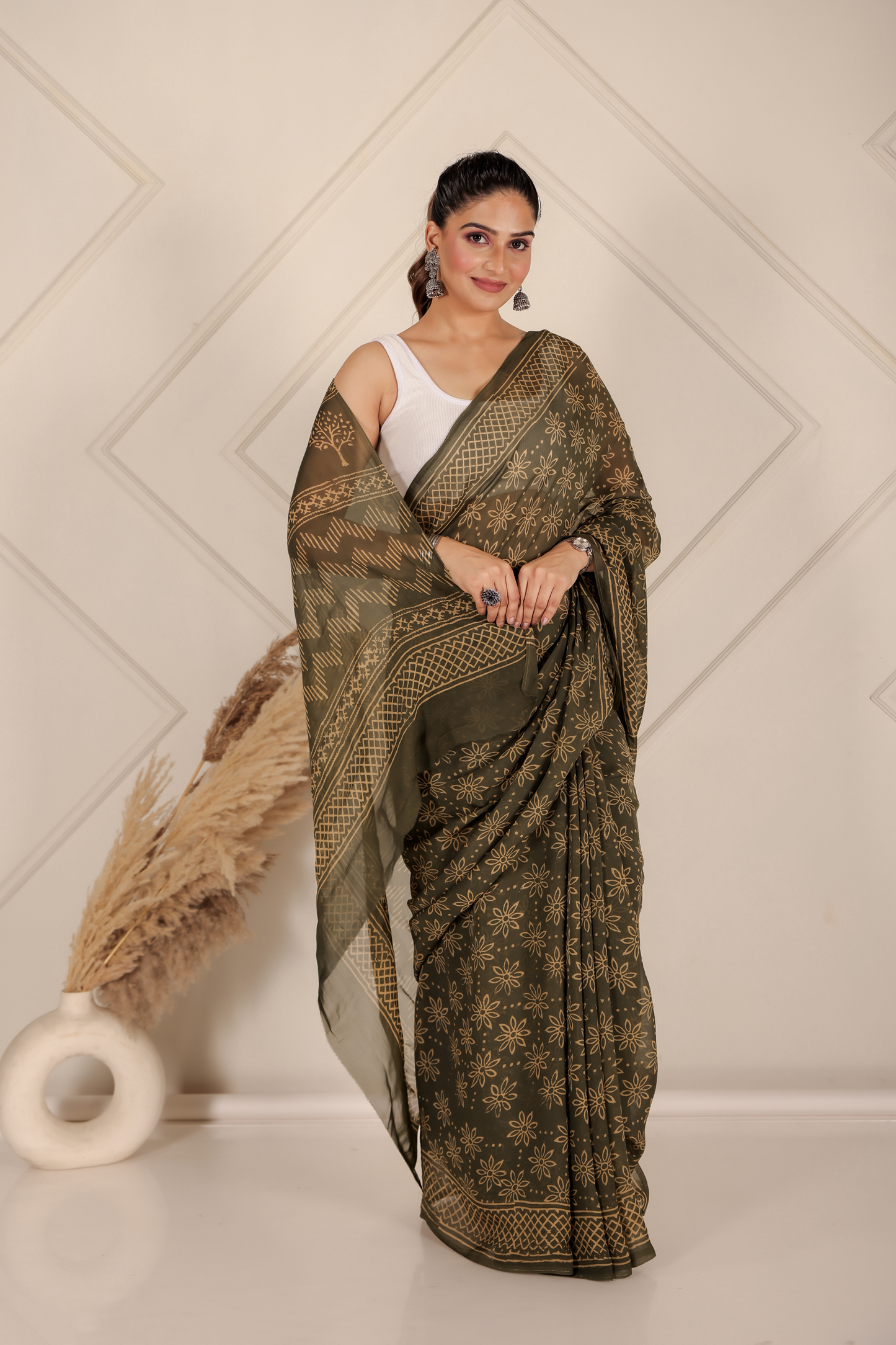 Premium Green Organza Saree