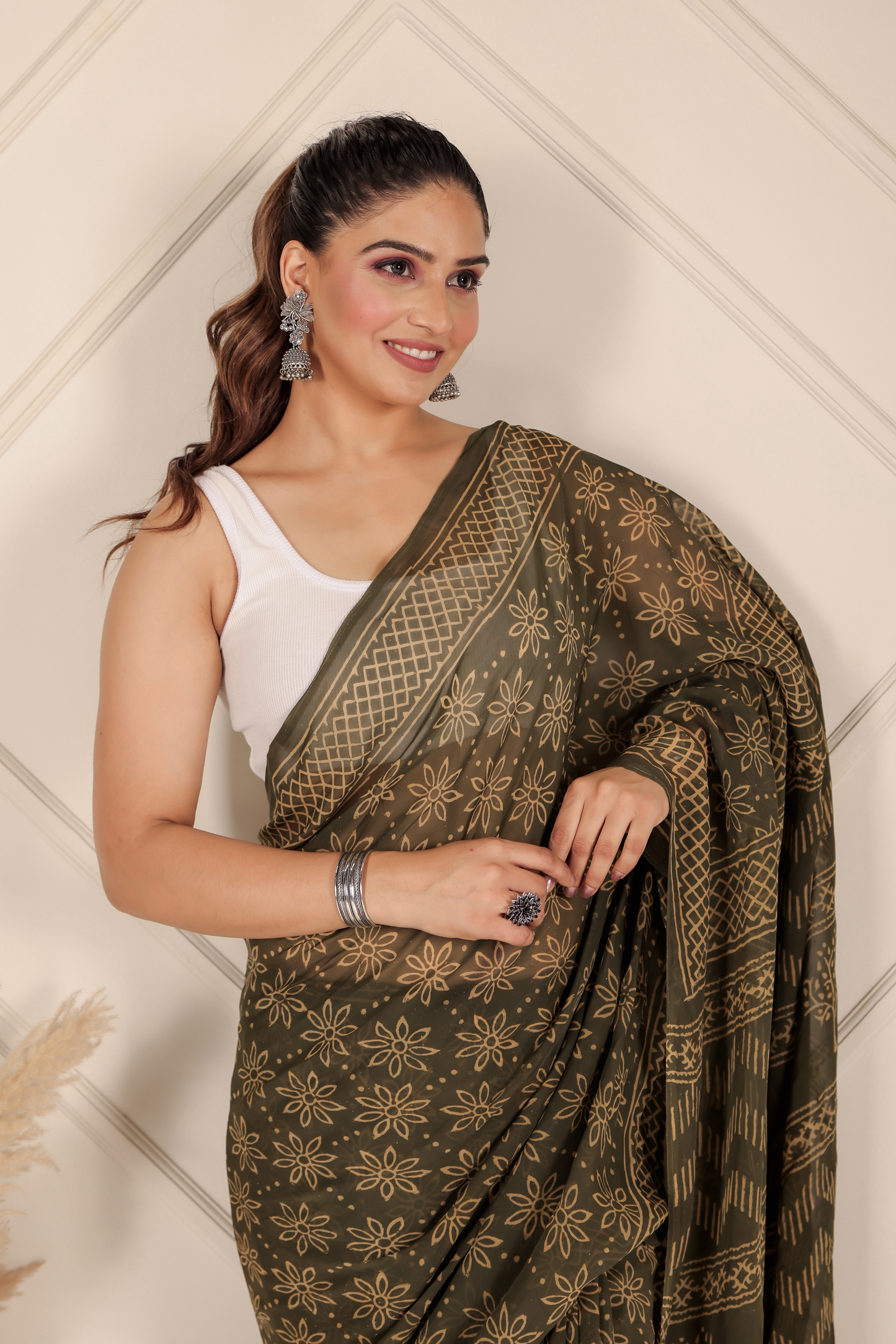 Premium Green Organza Saree
