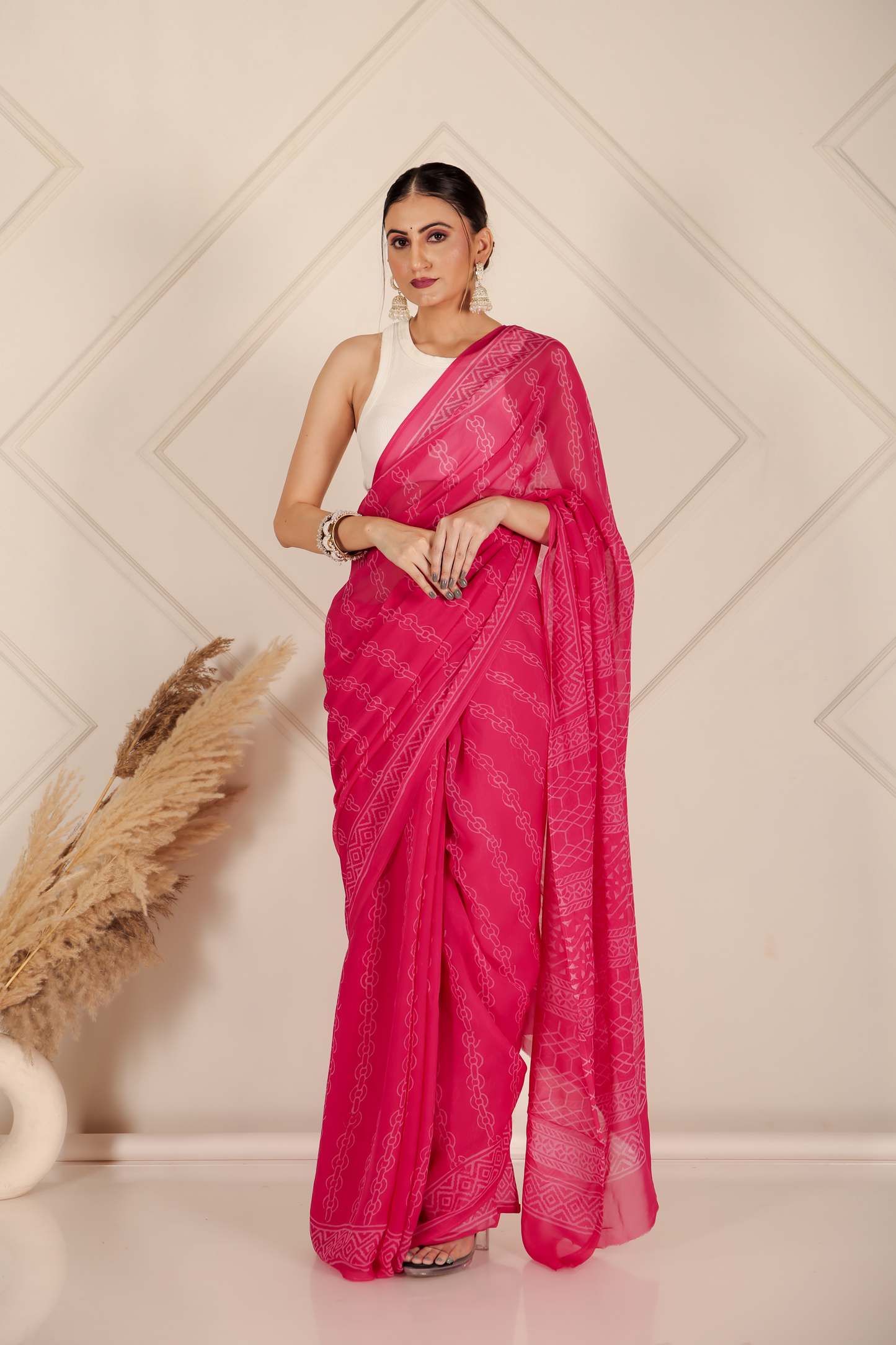 Premium Pink Organza Saree