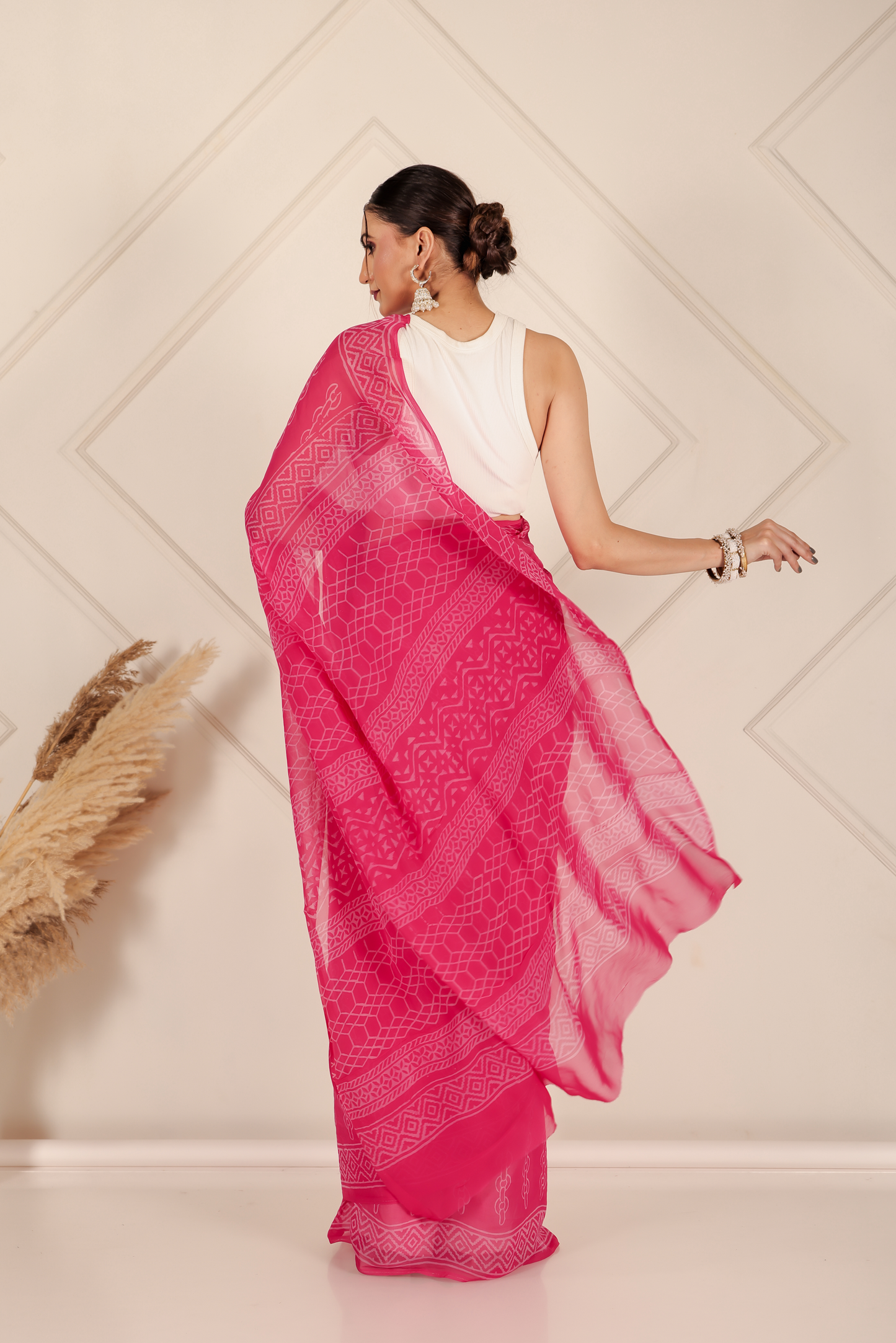 Premium Pink Organza Saree