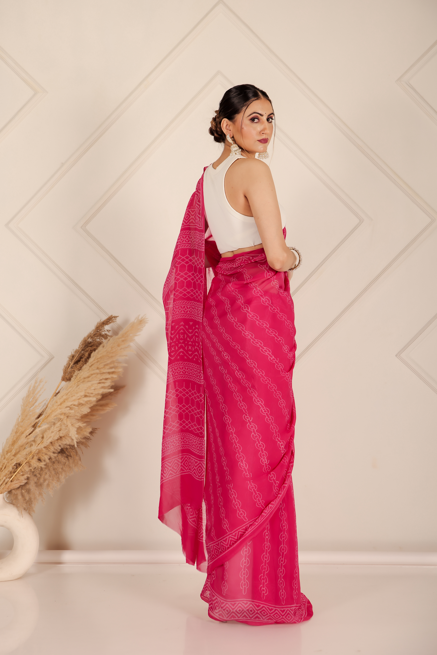 Premium Pink Organza Saree